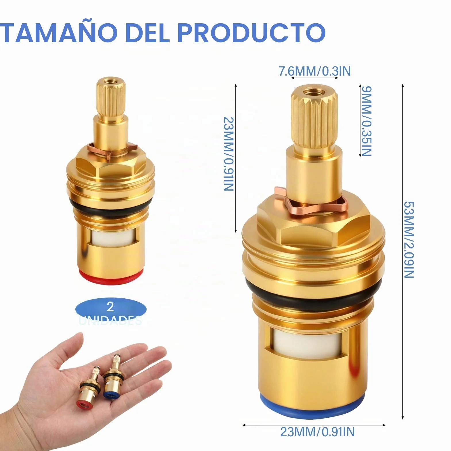 2 Piezas Cartucho Cerámico Grifo 20 Dientes G1/2, Válvula Grifo 1/4 Vuelta, Cabezal Disco Cerámico Latón Repuesto para Grifos Agua Caliente y Fría, Antigoteo Duradera para Baño, Cocina, Lavabo, Ducha