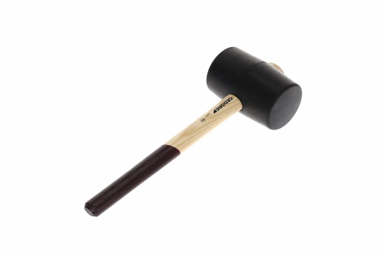 GEDORE Martillo de goma con empuñadura de madera, 90 mm de diámetro, Martillo con mango de madera de fresno, Con dos caras planas, Herramienta, Forjado, 226 E-4