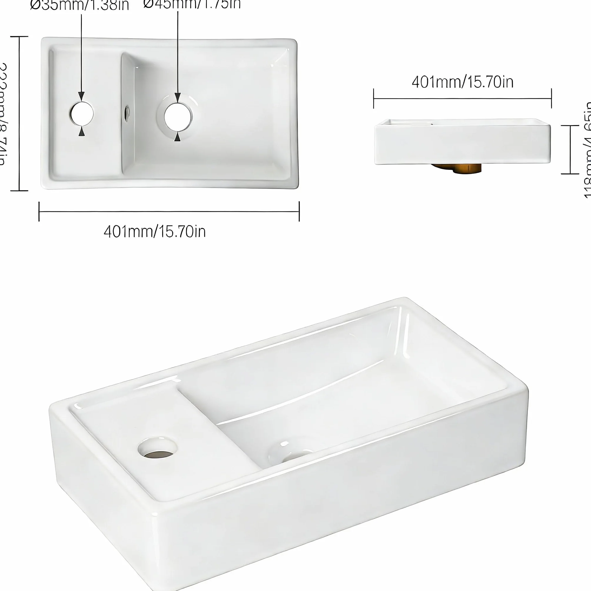 NUESTRA VIDA Lavabo de Cerámica para Baño de Invitados 40x22 cm - Compacto con Rebosadero y Estructura Metálica Negra Mate - Ideal para Espacios Pequeños