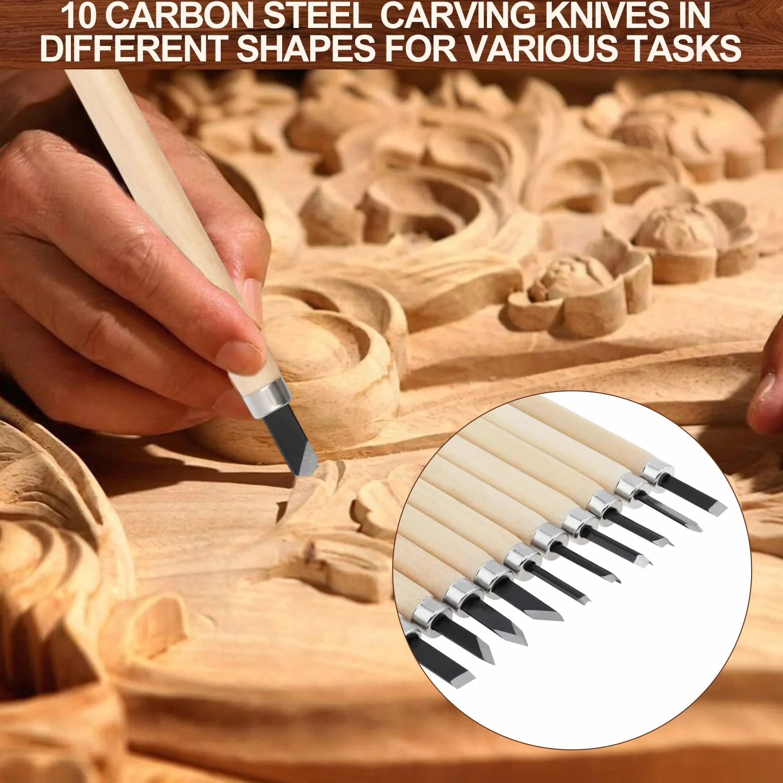 Juego de 36 Herramientas para Tallar Madera, Set de Tallado con Cuchillos y Bloques de Tilo