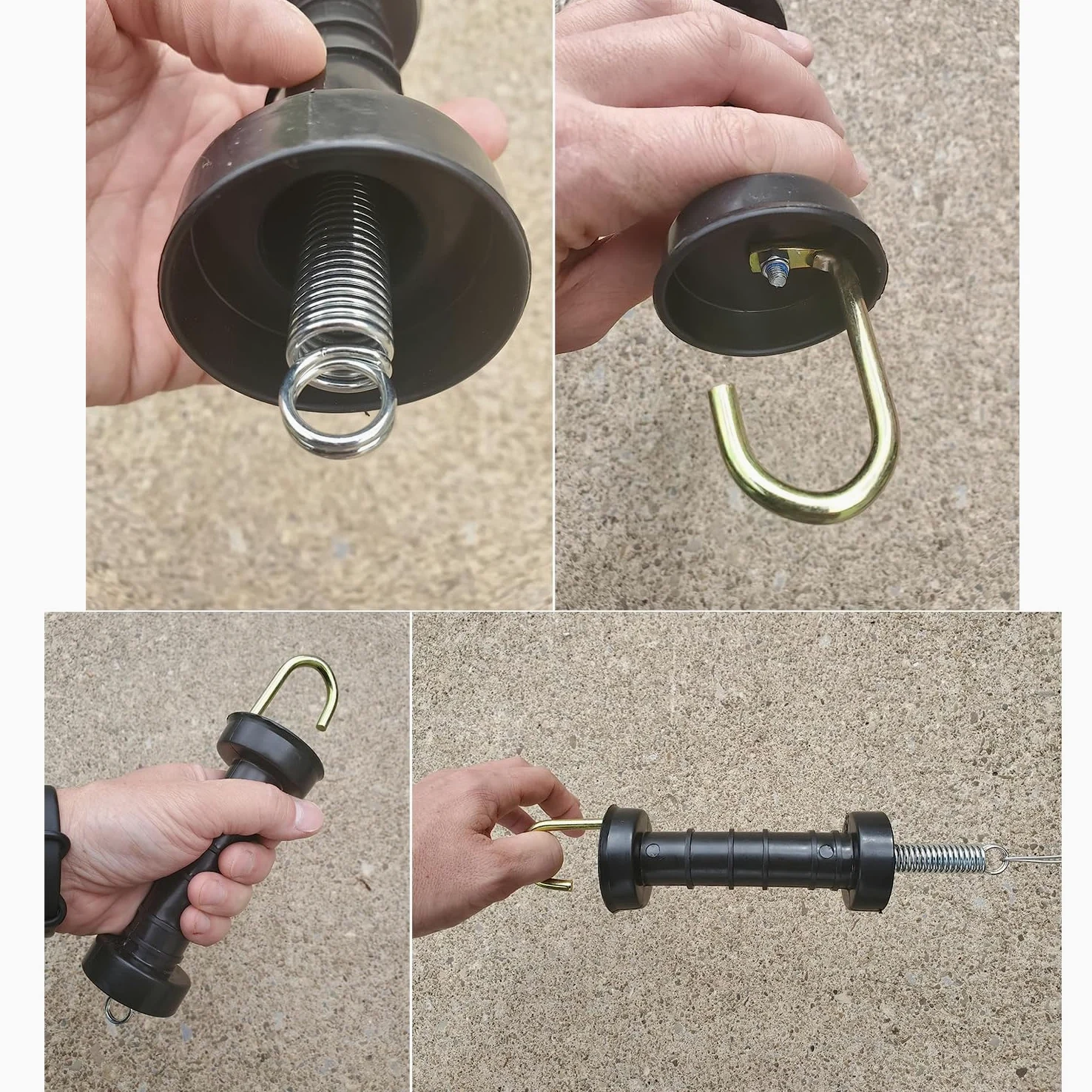 5 Pcs Manija de Puerta de Resorte de Valla Eléctrica, Manijas de Puerta de Valla Eléctrica de Plástico con Aislamiento de Resorte, Accesorios de Granja (Negro)