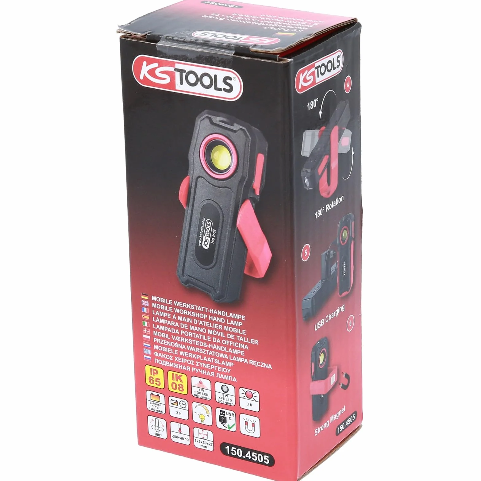 KS Tools Mobile Werkstatt-Handlampe, knickbar, 300 Lumen 150.4505
