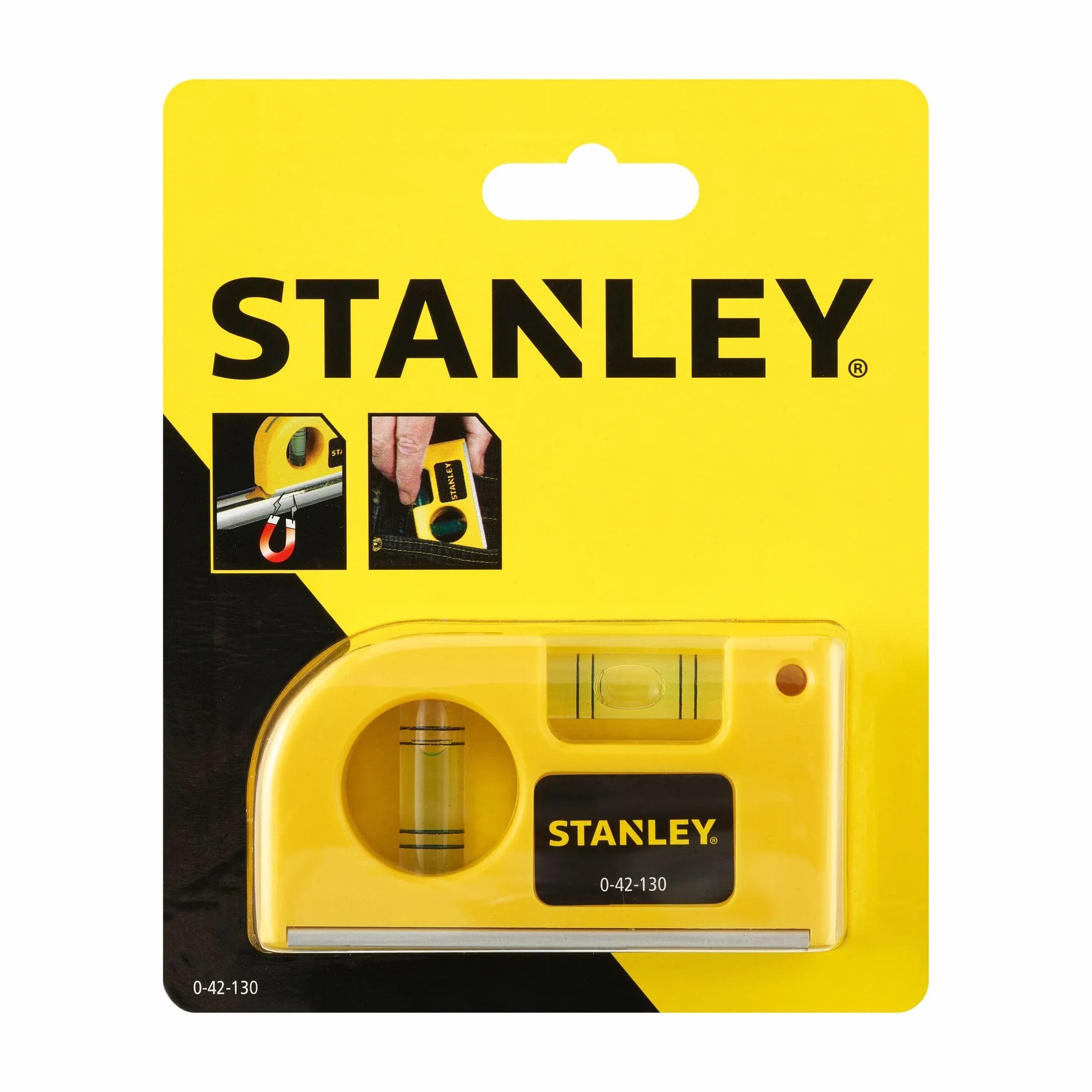 STANLEY Nivel de Bolsillo 0-42-130 Base Magnética Aluminio Precisión 2 mm/m
