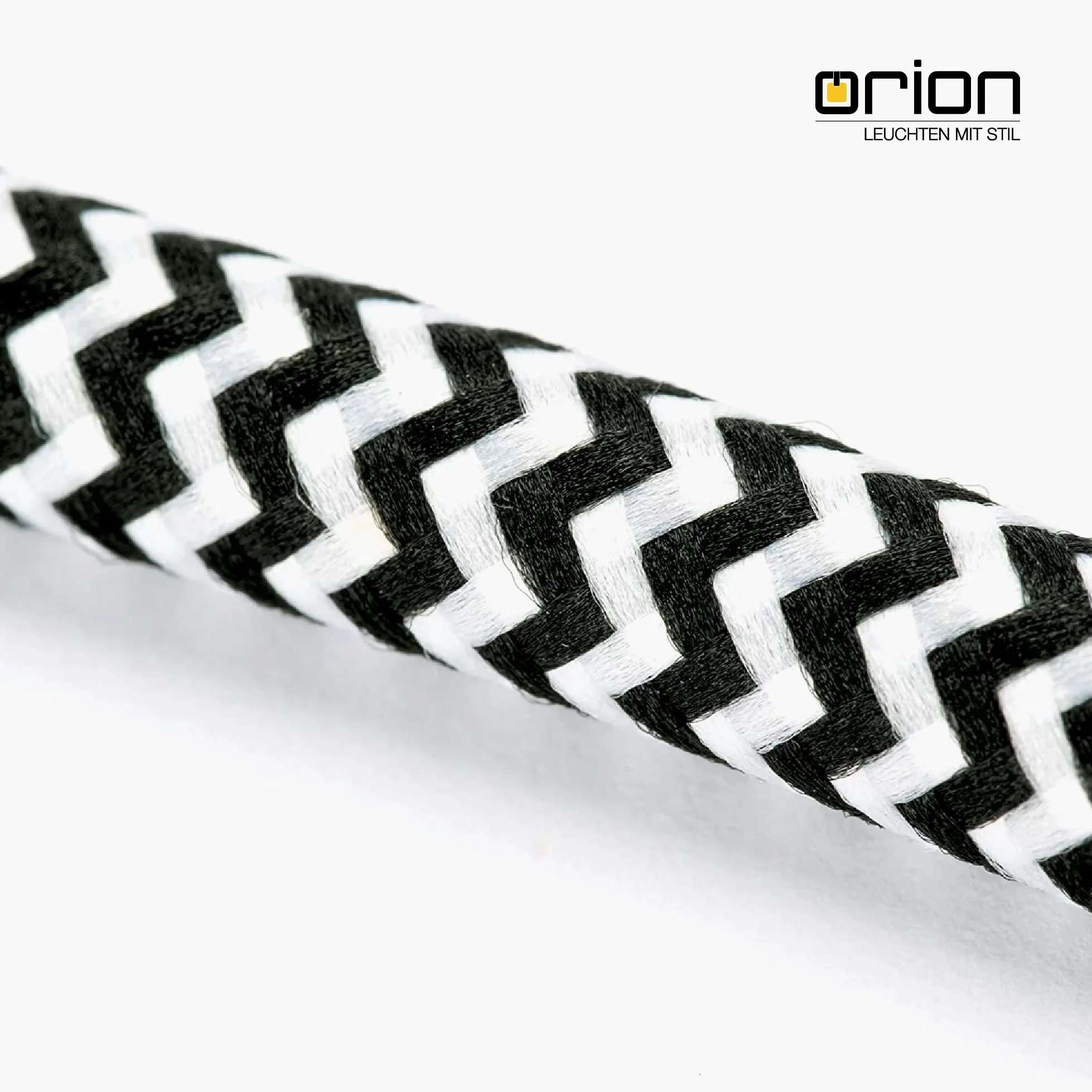 Cable con revestimiento textil, cable de alimentación de 3 hilos, 3 x 0,75 mm², con conductor a tierra, accesorios de lámpara (5 m, Blanco Negro)