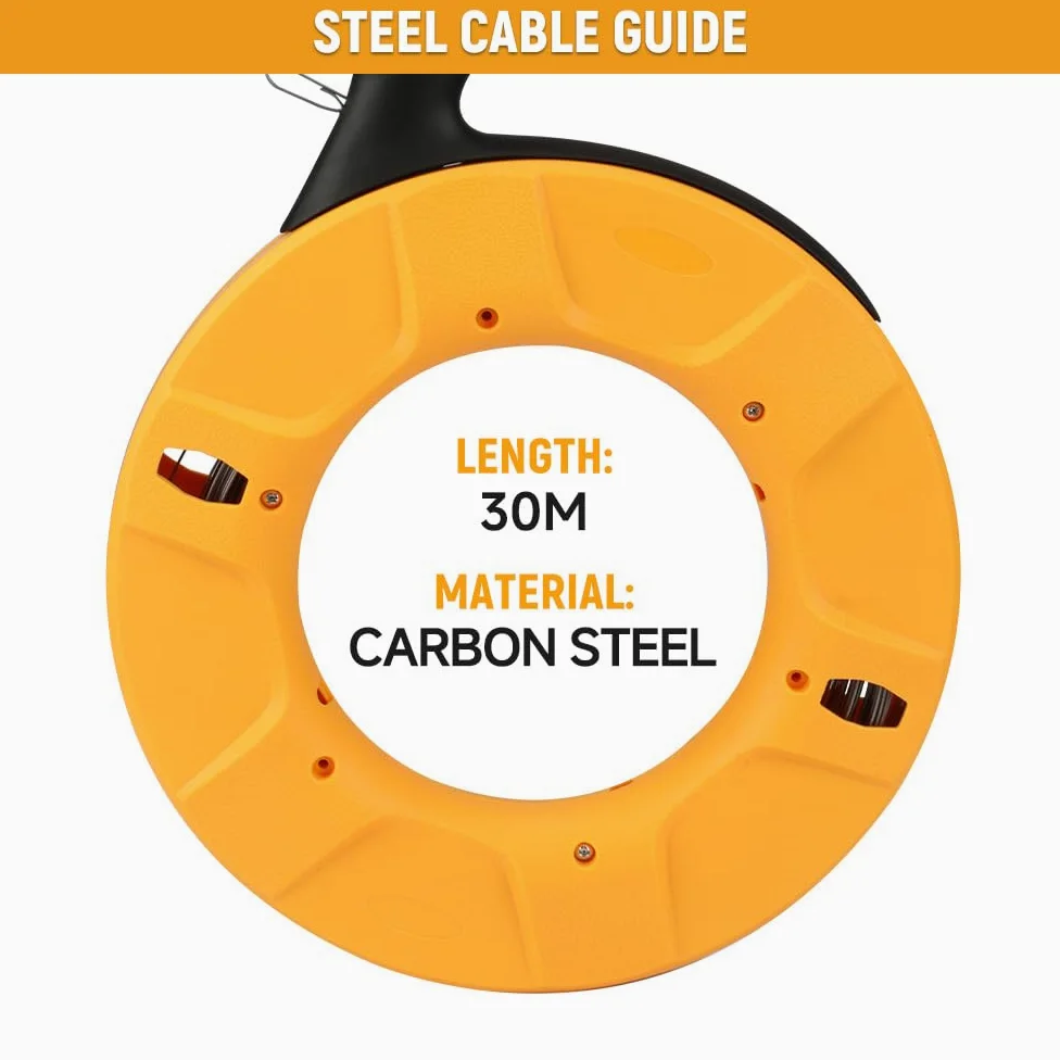 Hoteche Cable de 30 m | acero al carbono, tratamiento térmico, para cables oscuros, red y cables eléctricos