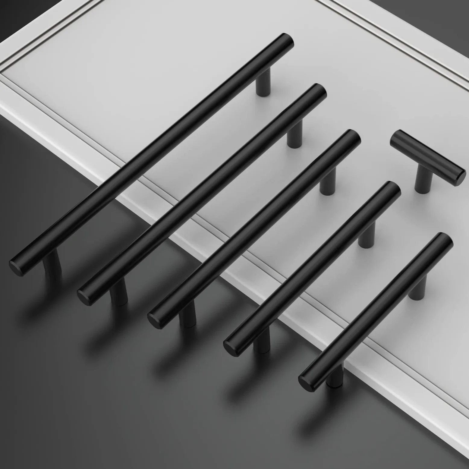 Amerdeco 10 Piezas Tiradores de Cocina 224mm Negro Para Armarios y Cajones - Manillas de Acero Inoxidable Para Muebles y Puertas