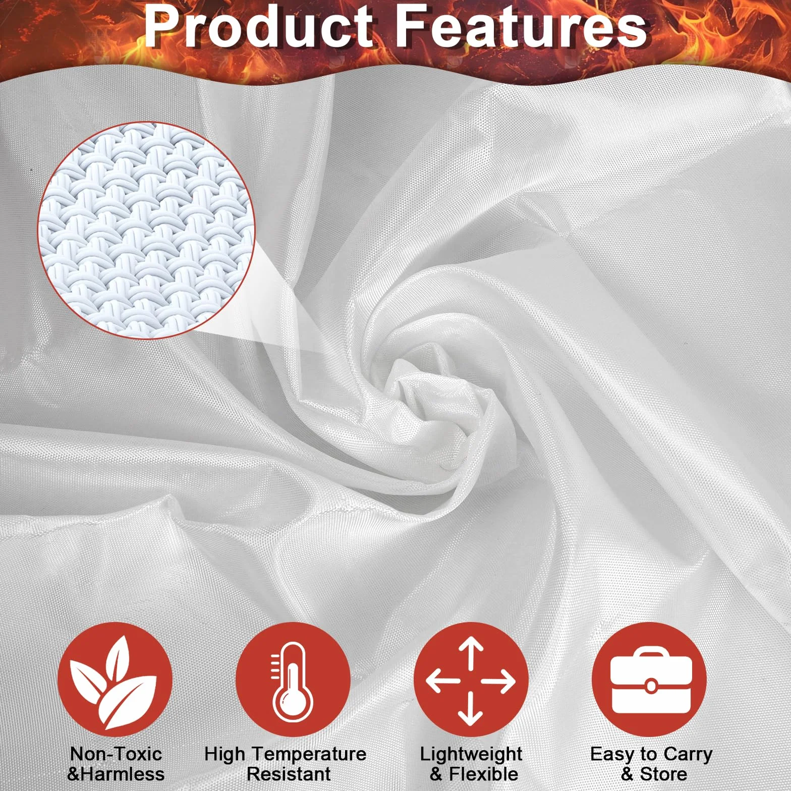 2 Piezas Manta Ignífuga para Hogar y Cocina, 100x100CM Manta Ignífuga de Emergencia, Manta Ignífuga de Fibra de Emergencia para Oficina Camping Horno Garaje