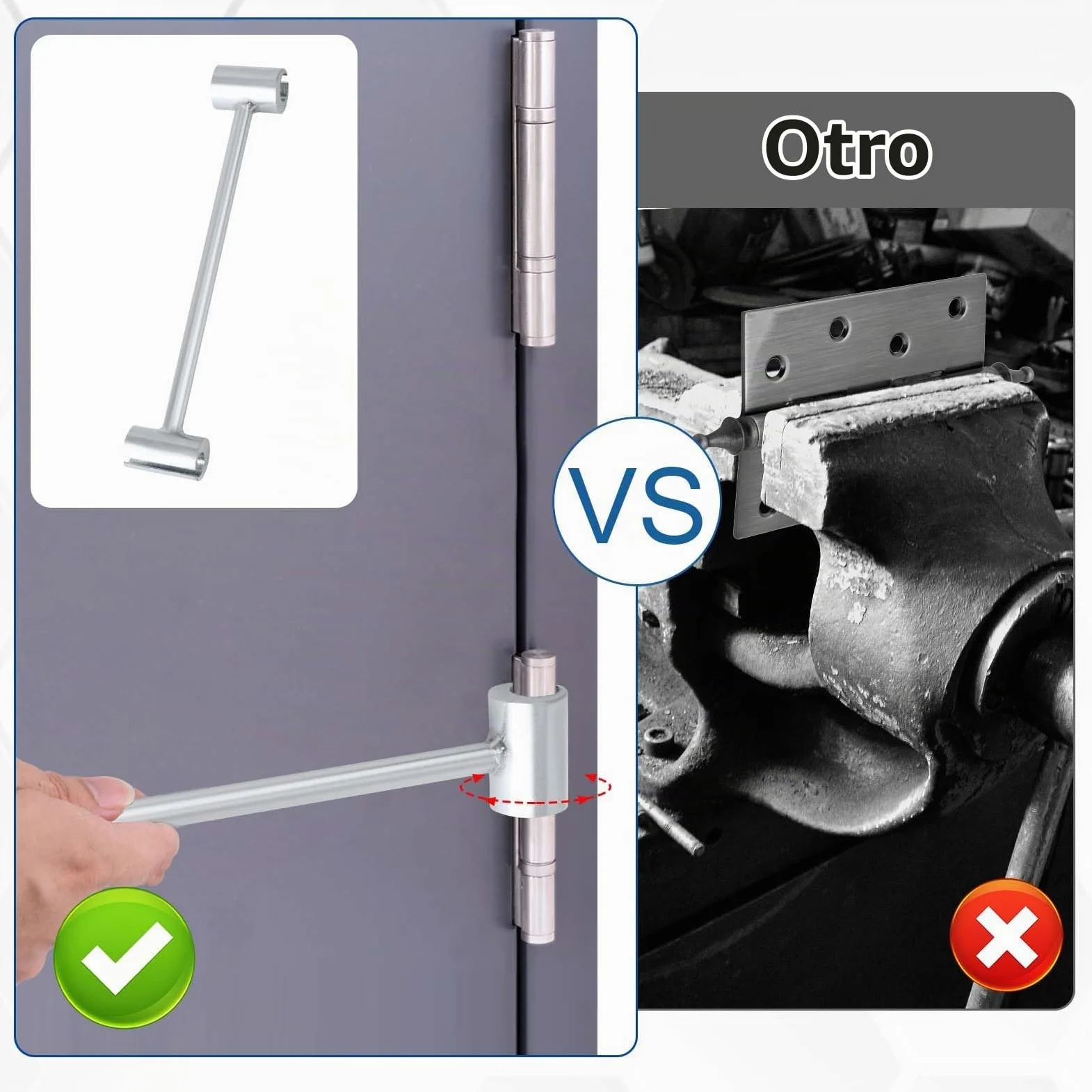 Gosknor Llave de ajuste de huecos para bisagras, herramienta práctica de ajuste de bisagra de 0.5 a 0.75 pulgadas para puerta, resistente, puerta de seguridad para sala limpia contra incendios