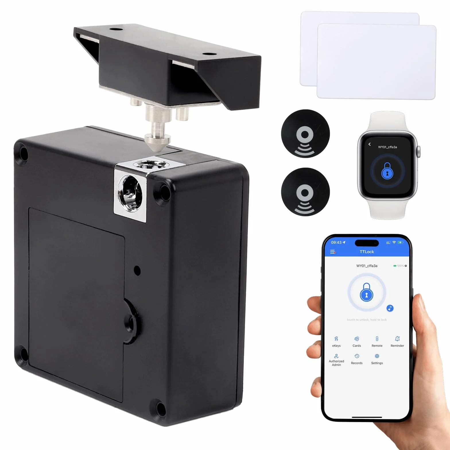 Cerradura Inteligente,Cerradura Electrónica Oculta para Gabinete,Cerradura NFC, Cerraduras sin Agujeros para Armarios, Cajones, taquillas y Armarios de puertas Dobles,Cerradura de Muebles