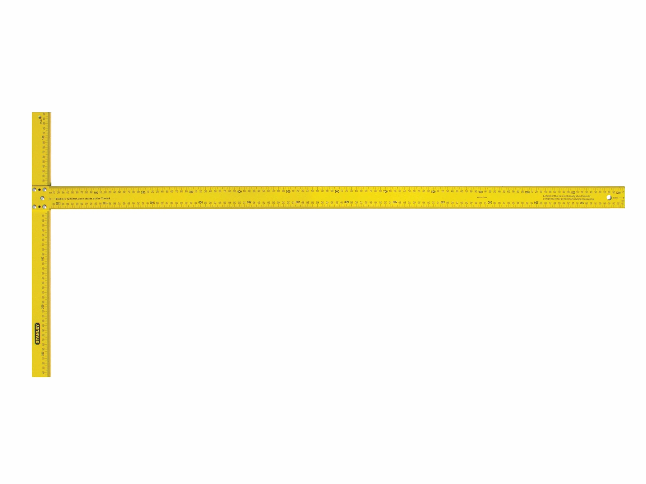 STANLEY Escuadra de Corte en T, longitud 71cm, Marcas Fáciles de Leer, Hoja Ancha de 5cm, Corte de hasta 1,21m, Mantiene Posición Original Incluso Doblada, STHT1-05894