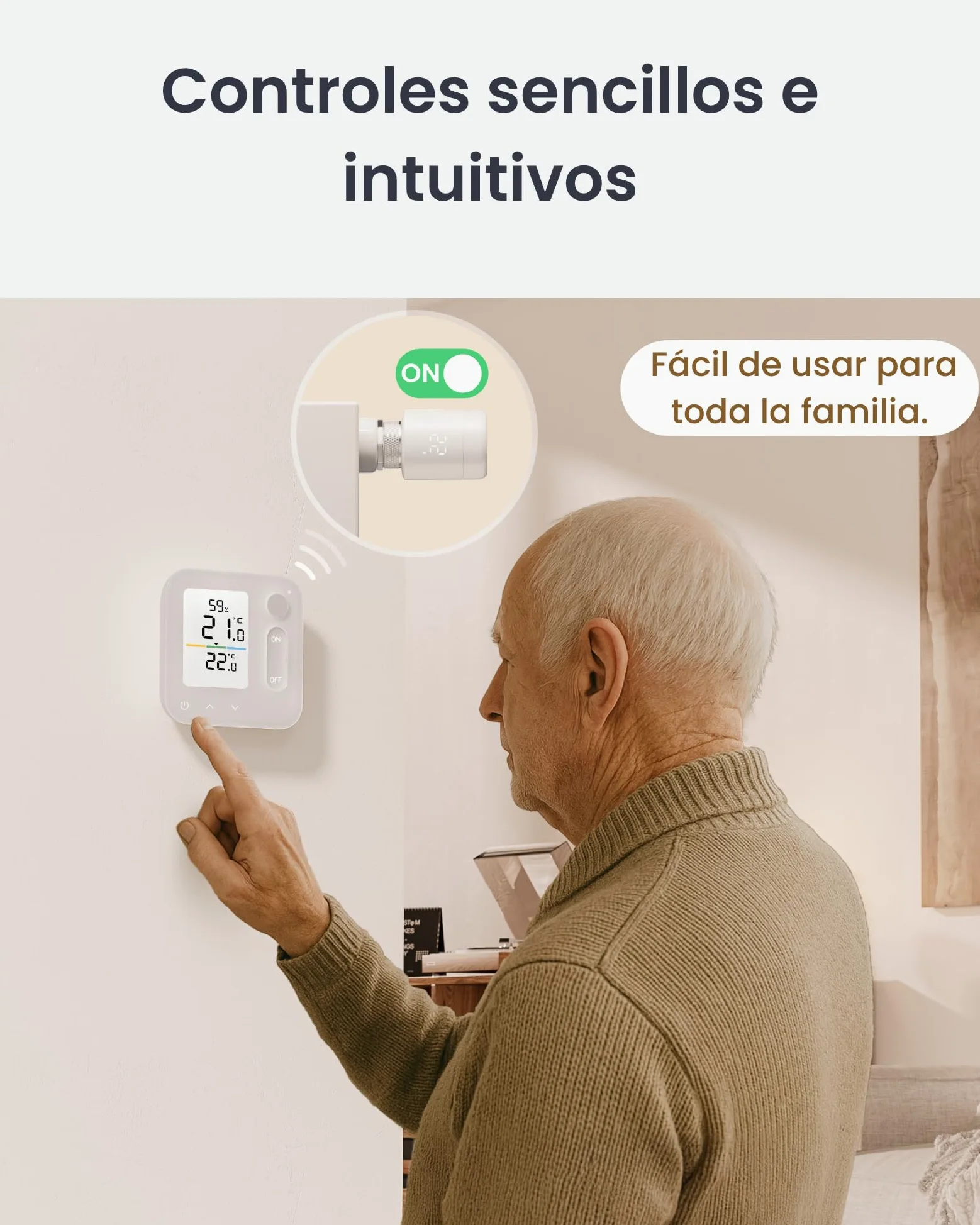 SwitchBot Panel de clima interior, termohigrómetro integrado, optimiza el control de la válvula del radiador, ahorro de energía y costes. Compatible con Apple Home & Home Assistant a través de Matter