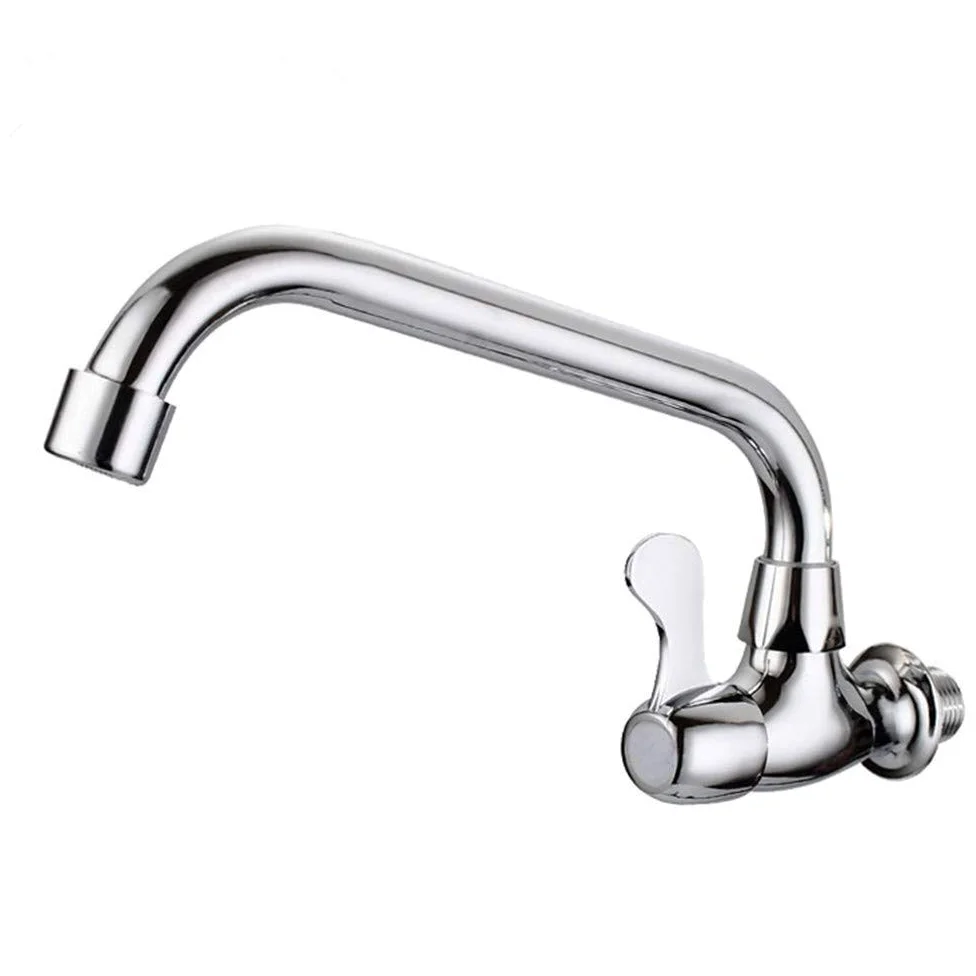 Grifo de cocina moderno para fregadero montado en la pared con boquilla giratoria de agua fría grifo de latón de una sola manija