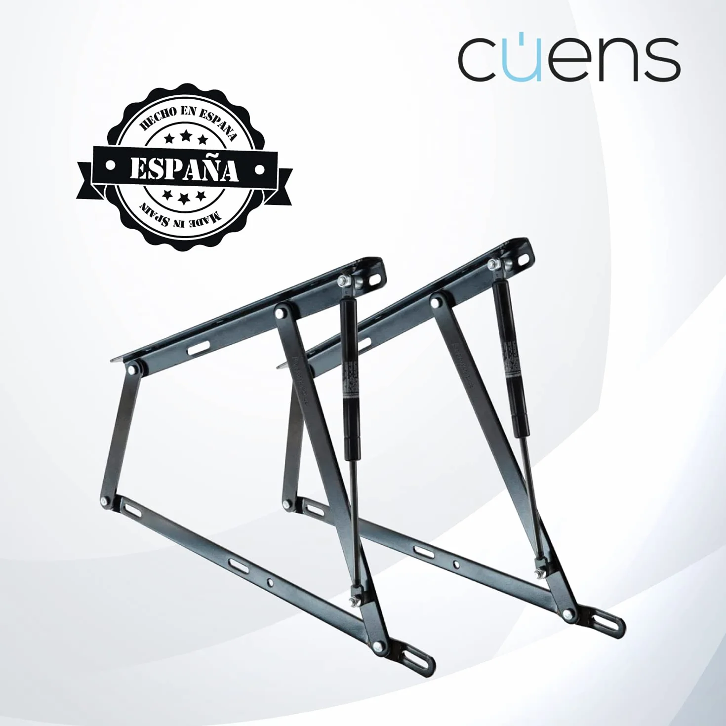 Juego de 2 bisagras para canapé con resortes de 1250N - 150 cm - Sistema de arandelas de Nylon anti ruido
