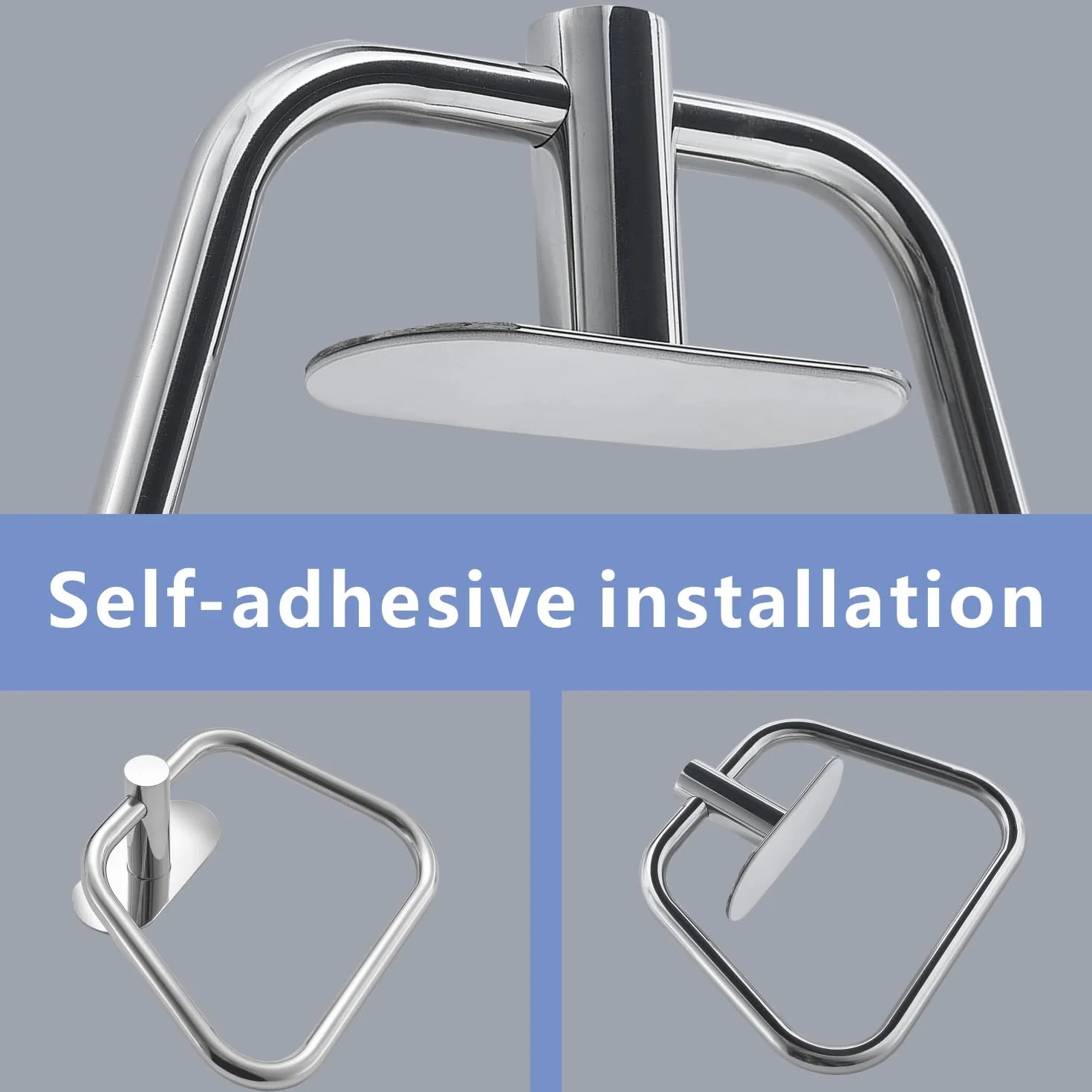 Toallero Autoadhesivo Acero Inoxidable 304 para Baño, Gancho Toalla Escalera, Montaje Pared sin Taladrar Cromo