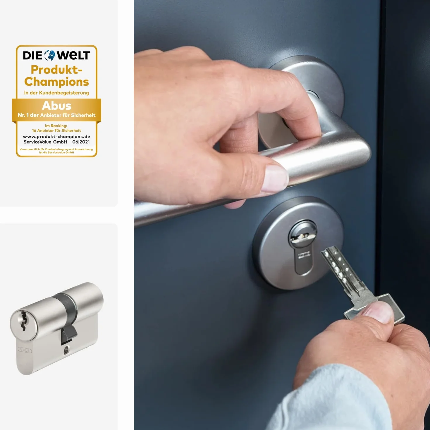ABUS Cilindro de perfil E20NP 28/28 - cerradura para puertas de casas y viviendas, incluye 3 llaves - nivel de seguridad ABUS 5