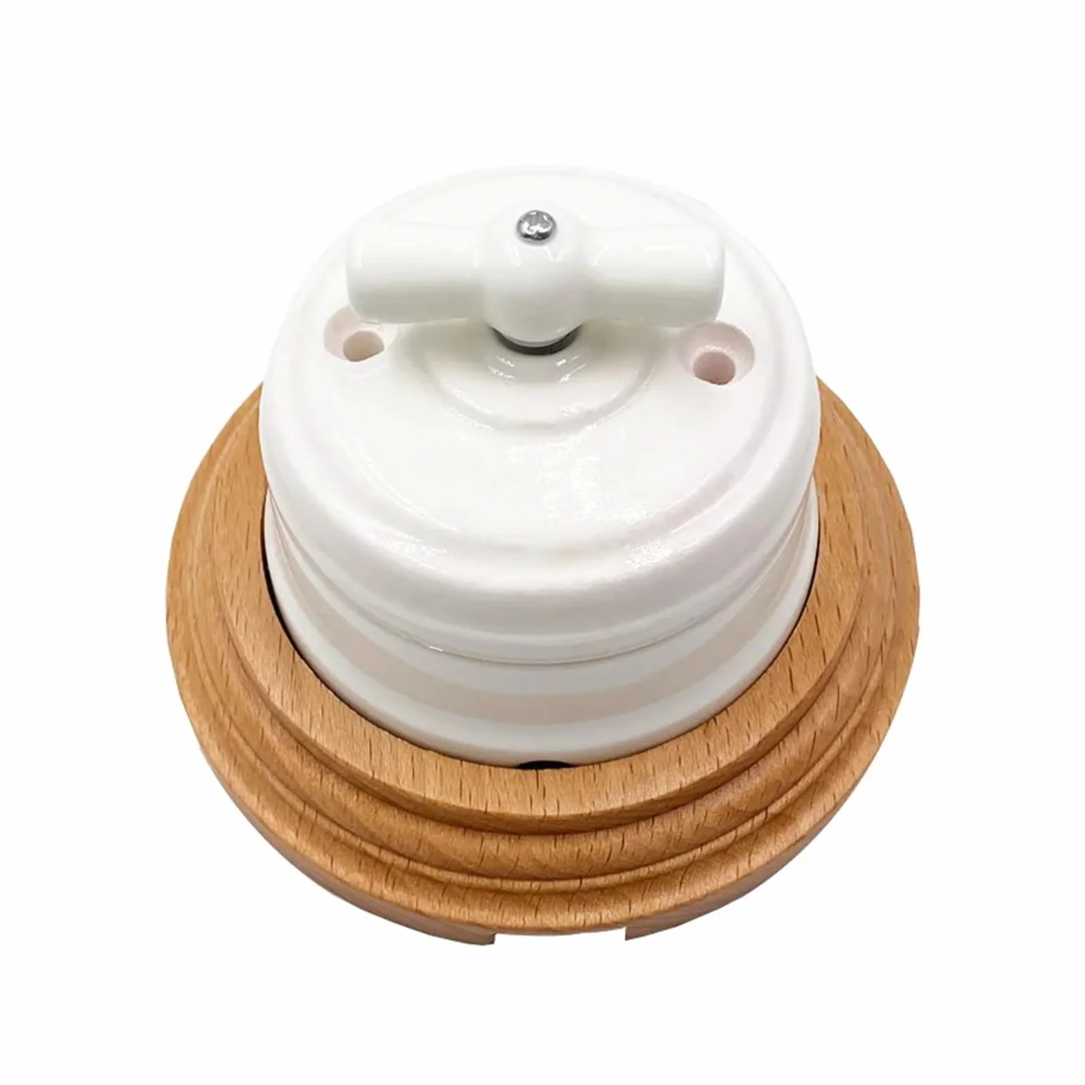 European Style Retro Ceramic Switch Socket 16A Wall Electrical IINKUEYK 2-hole Wood Base