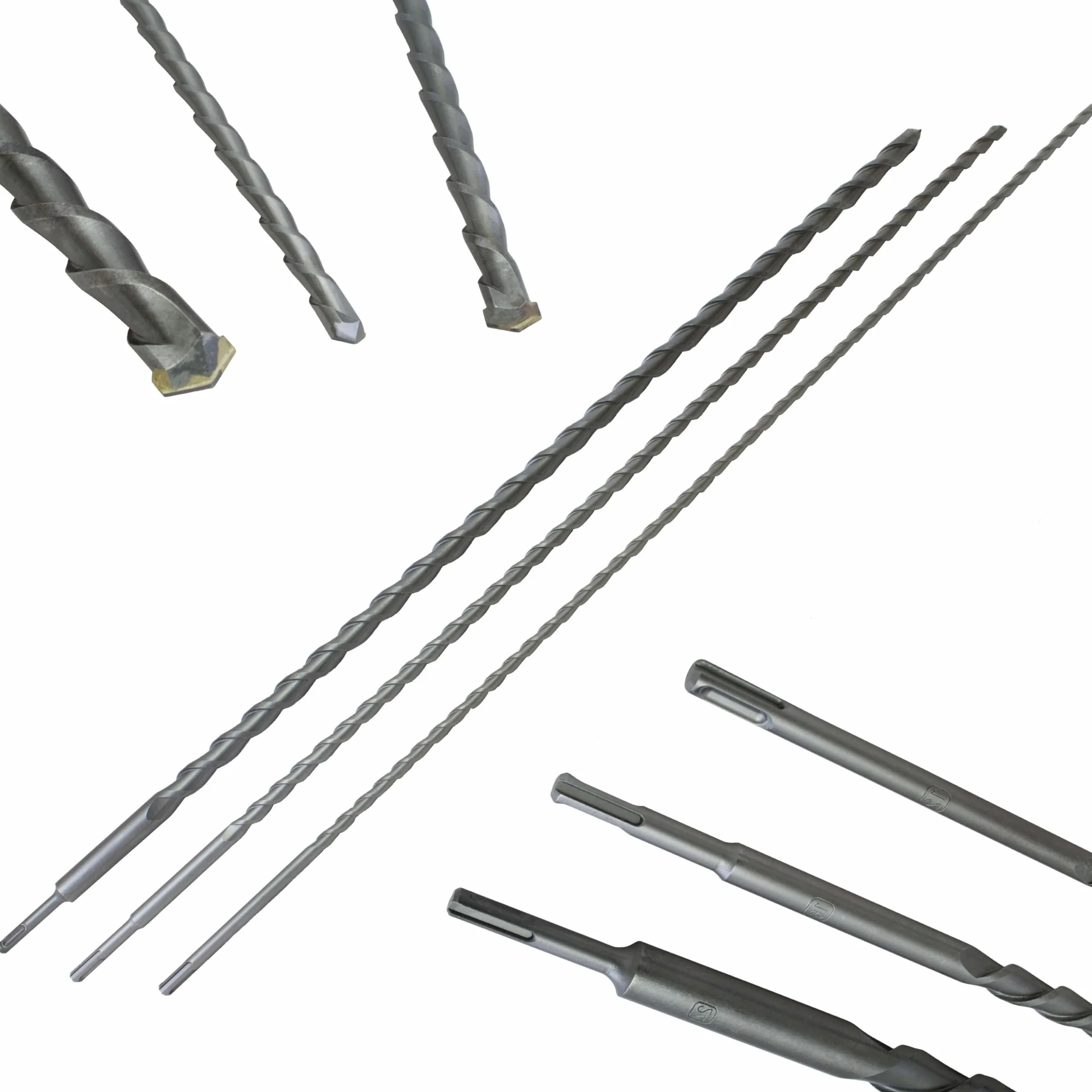 KIT 3 Brocas SDS PLUS de 1 Metro (1000 mm) | Brocas Pasamuros Extra Largas SDS-Plus: Ø 12, 16 y 24 mm | Barrenas Profesionales Hormigón, Piedra y Ladrillo (mampostería. Punta de Carburo de Tungsteno