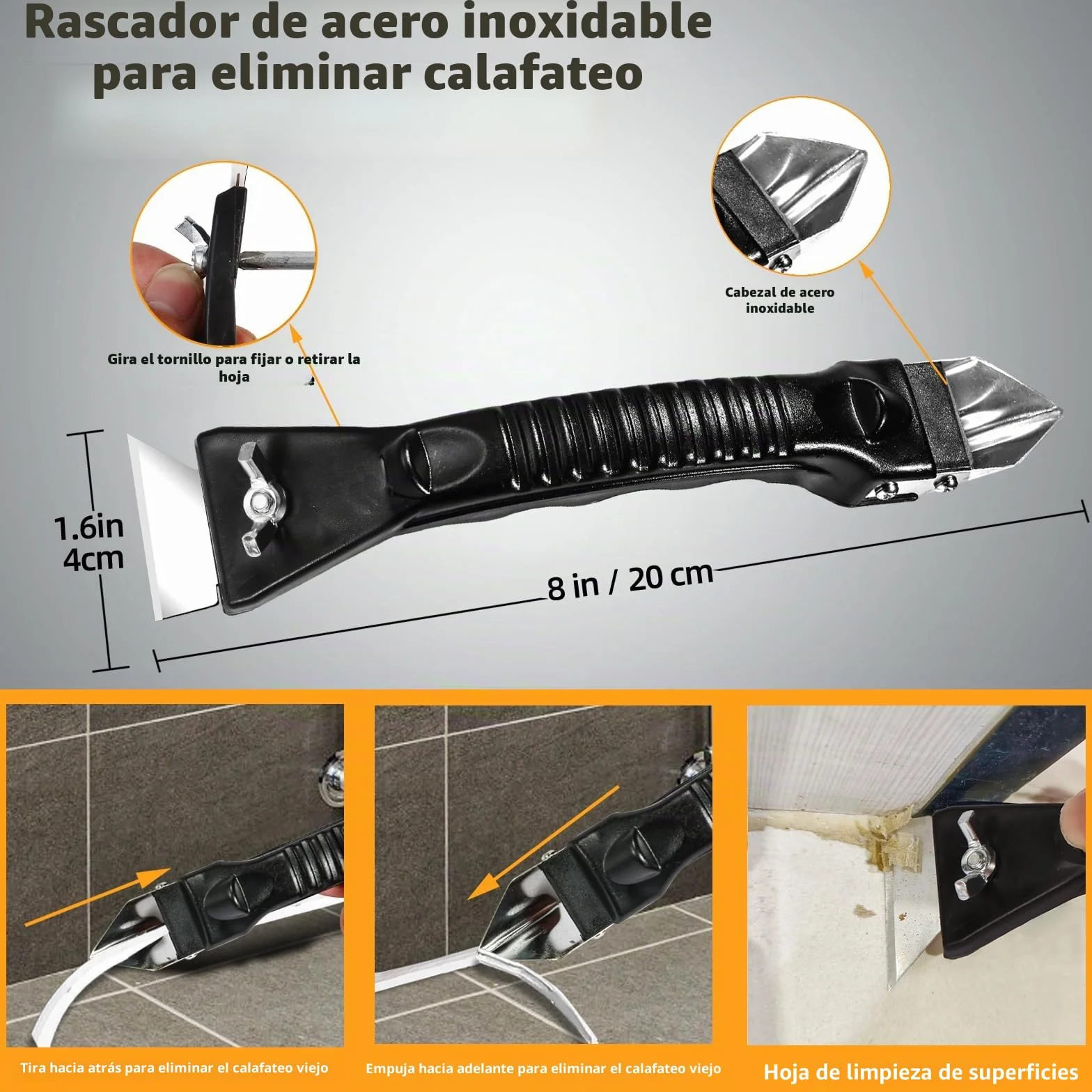 Kit de Herramientas de Eliminador de Sellantes, Removedor de Sellador y Masilla y Lechada, Eliminador de Silicona Para Juntas, Herramienta Para Calafatear Rascador Para Eliminar Silicona Persistente