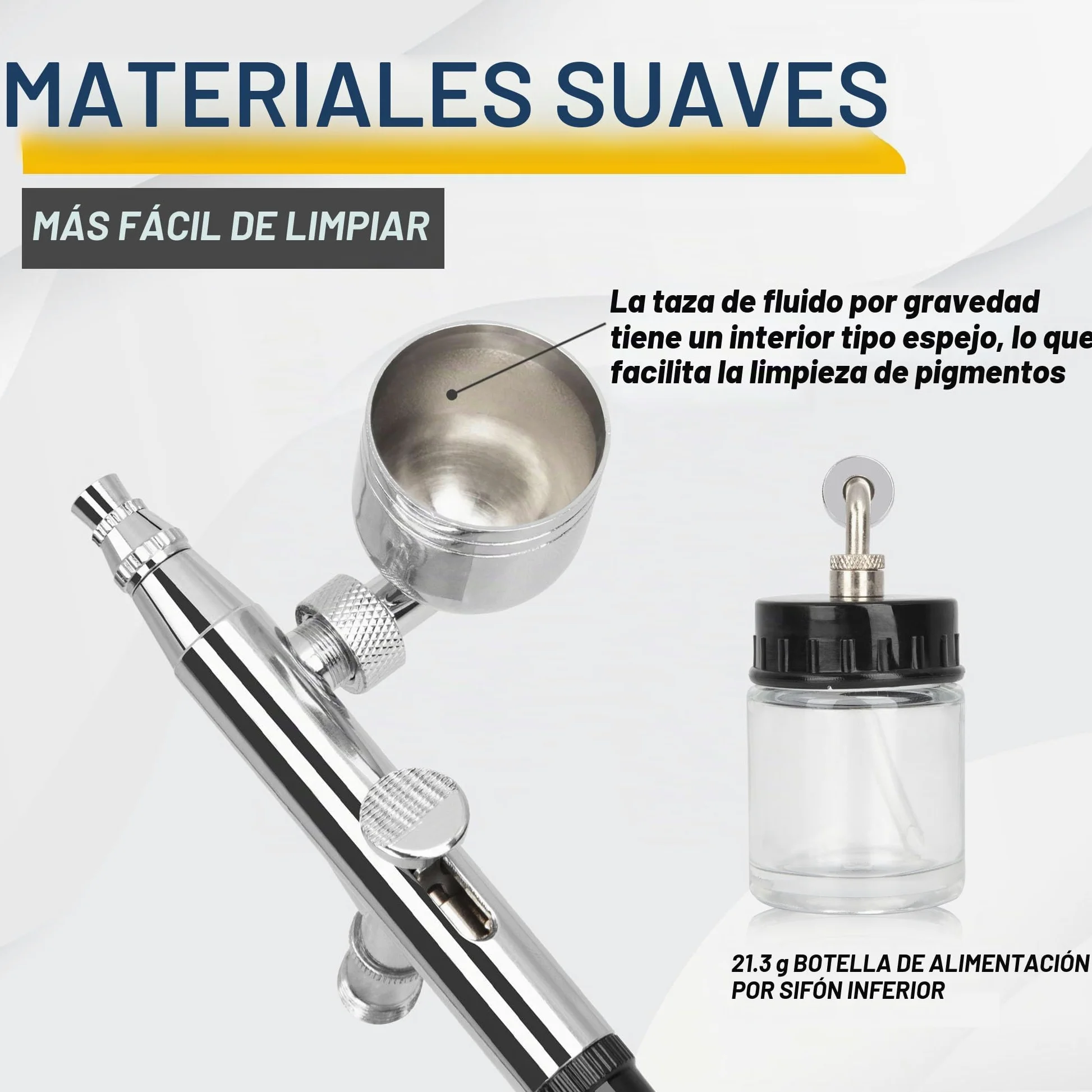 Fengda Pistóla de aerógrafo kit FE-134K con aguja/boquilla de 0,2/0,3/0,5 y tubo.
