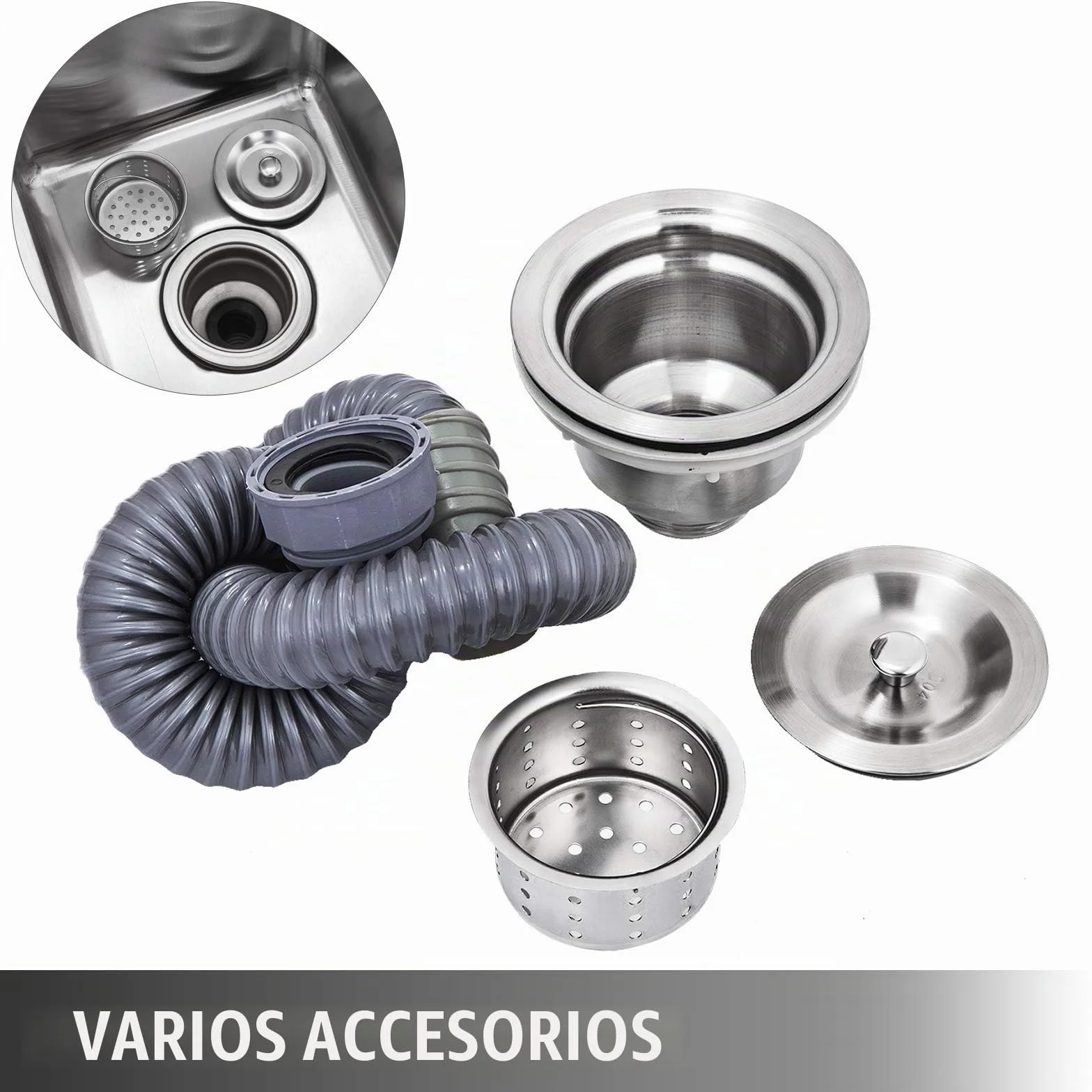 VEVOR - Fregadero de acero inoxidable para cocina, 1 bandeja para fregadero en patas de acero inoxidable antisalpicaduras, lavabo de acero inoxidable profesional para hacer la inmersión, cocina de