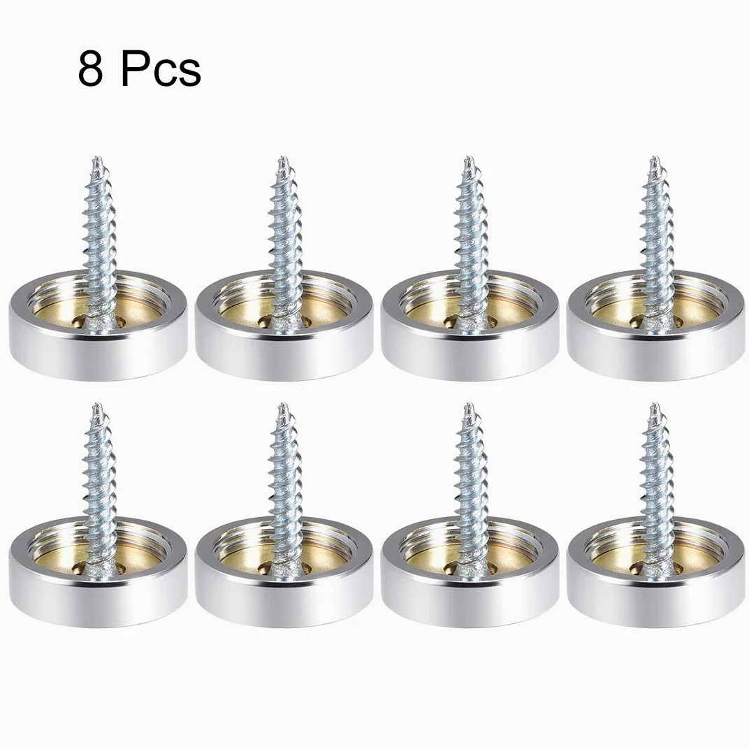 sourcing map Tornillos de Espejos, Tapas Decorativas Cubres Clavos, Acero Inoxidable Pulido 20mm x 6,8mm 8uds