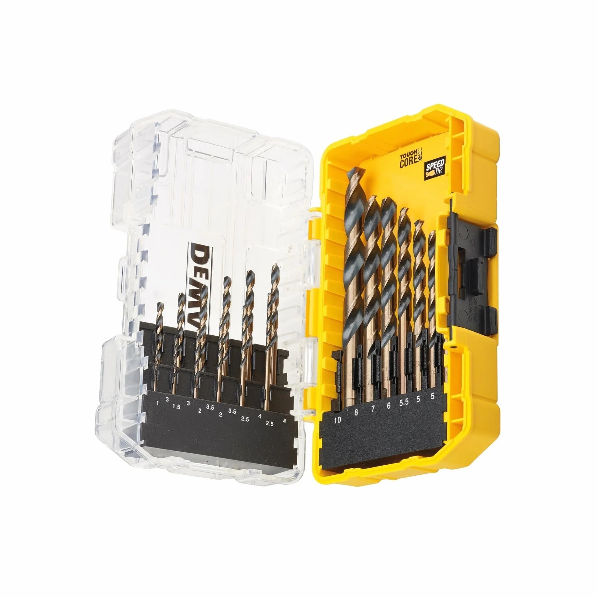 DEWALT DT70728-QZ - Juego de brocas para metal (19 piezas), Acero, Núcleo central cónico, Vástago Antideslizante