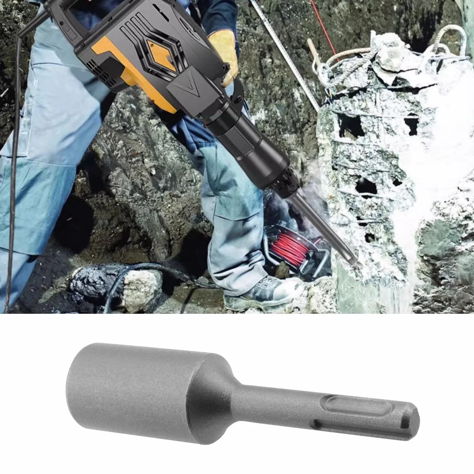 1 unidad 16,5 x 25 x 100 mm SDS Plus - Controlador de clavo de tierra para insertar varillas de tierra profunda SDS Plus martillo prensado, controlador de postes profesional