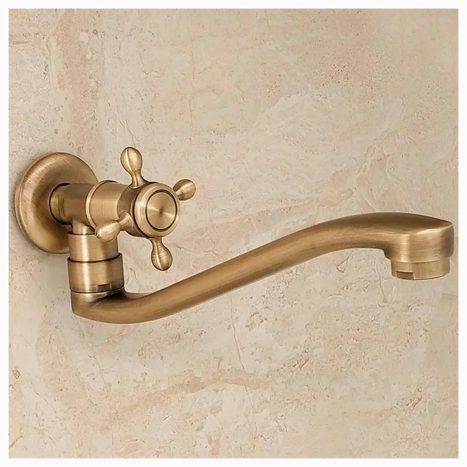 Grifo de cocina Grifo mezclador de cocina, Grifo de piscina con fregona for exteriores de pared de un solo Facuet frío, grifo de fregadero de cocina de pared de bronce Antqiue giratorio para cocina, b