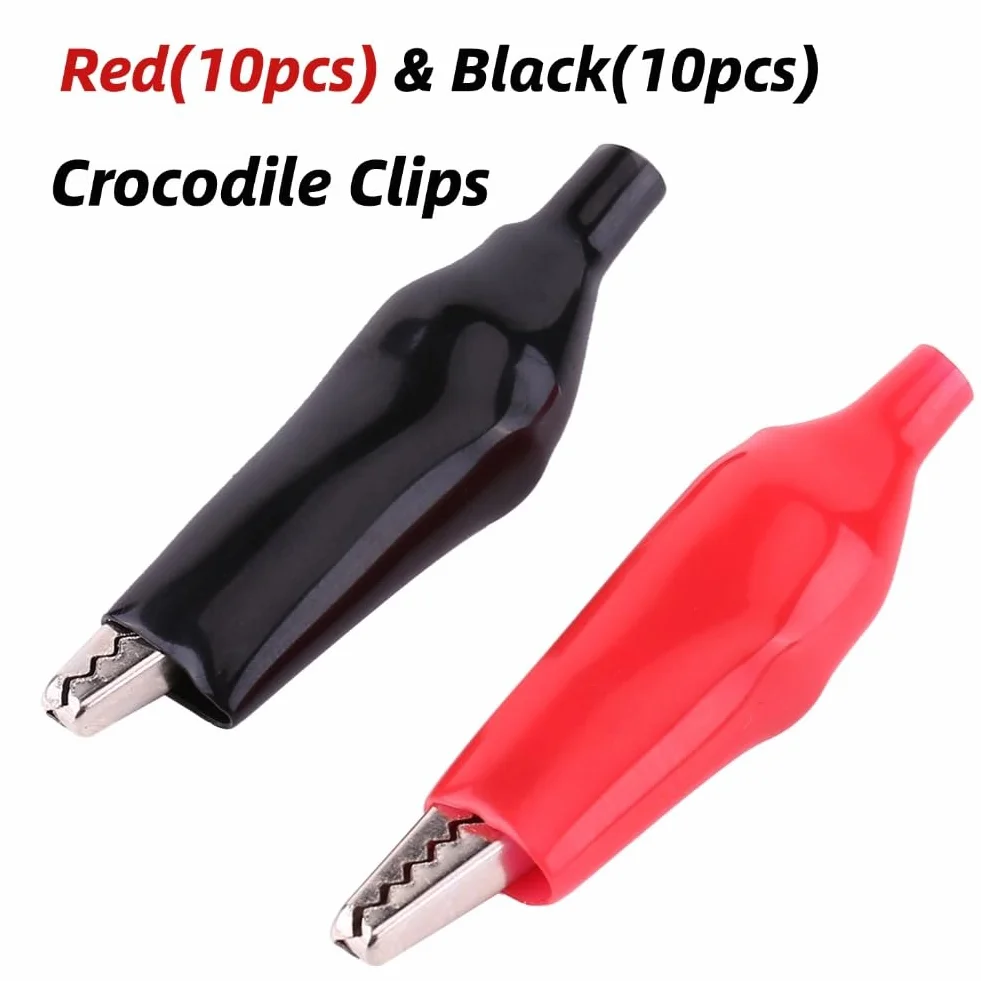 20pcs 28mm Abrazadera Eléctrica Del Cocodrilo, Pinzas De Clip De Cocodrilo Prueba De La Prueba Metel Con La Cubierta De Aislamiento Protectora