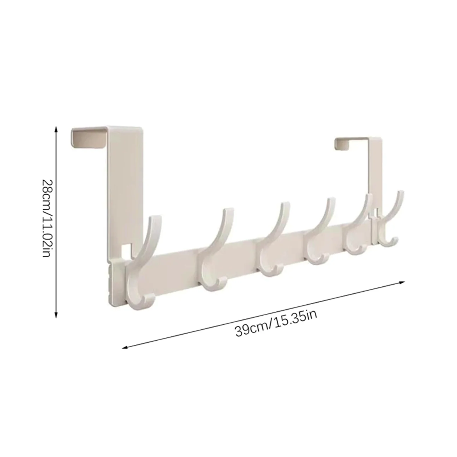 Ganchos para colgar en la puerta Ganchos blancos for puerta, 6 ganchos, sección corta, sin perforar, for colgar en la puerta de entrada.(Beige)