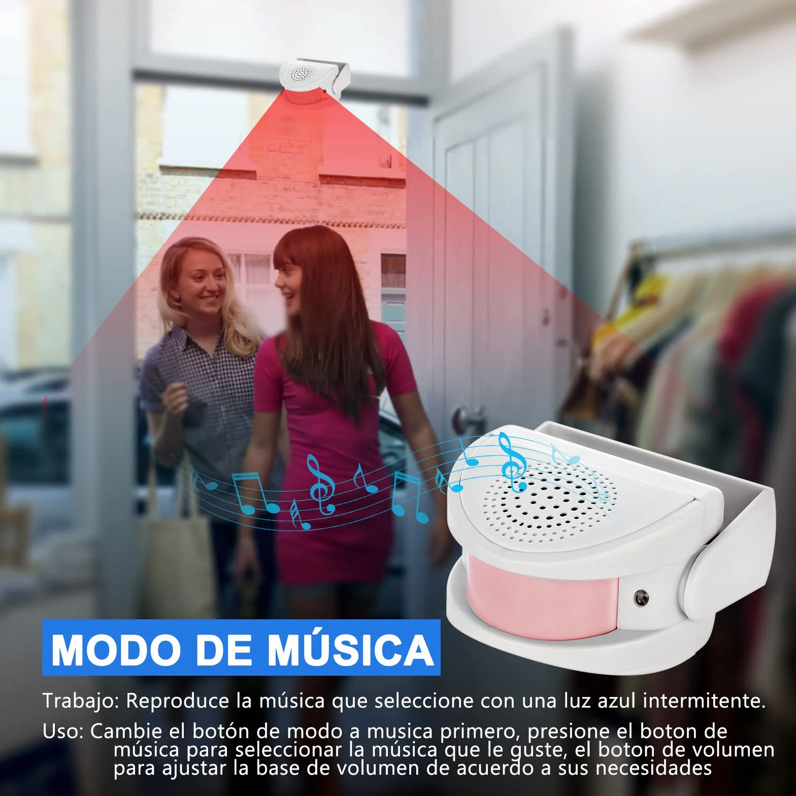 Kerui M5 Timbre Inalámbrico Detector de Movimiento Alarma de Seguridad Puerta Entrada Casa Tienda Oficina