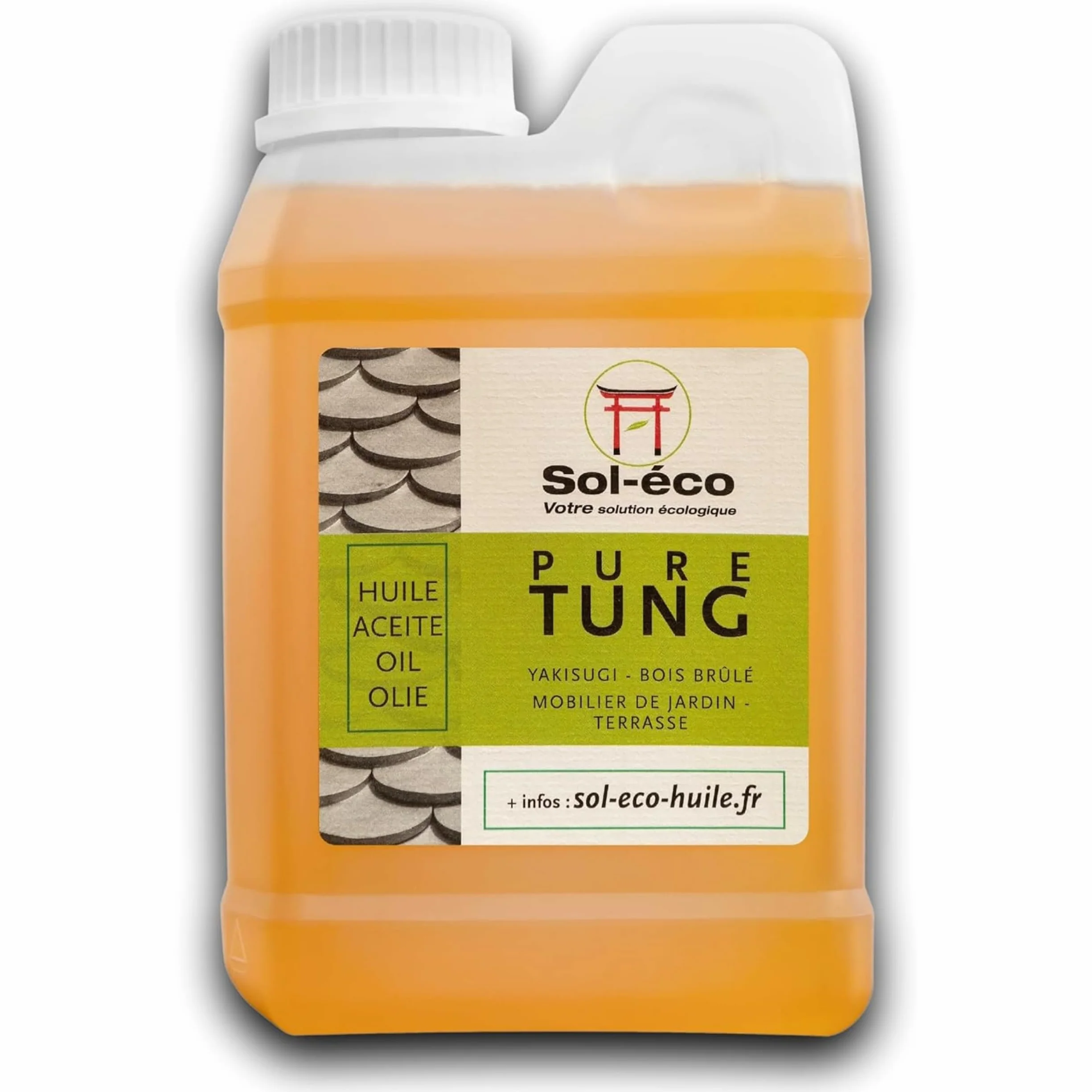 (Sol-éco) Aceite de Tung puro | Protección y mantenimiento de la madera interior/exterior | Contacto con alimentos | Muebles de jardín, encimeras, terrazas, cocinas, tablas de cortar, teca, parquet 1L