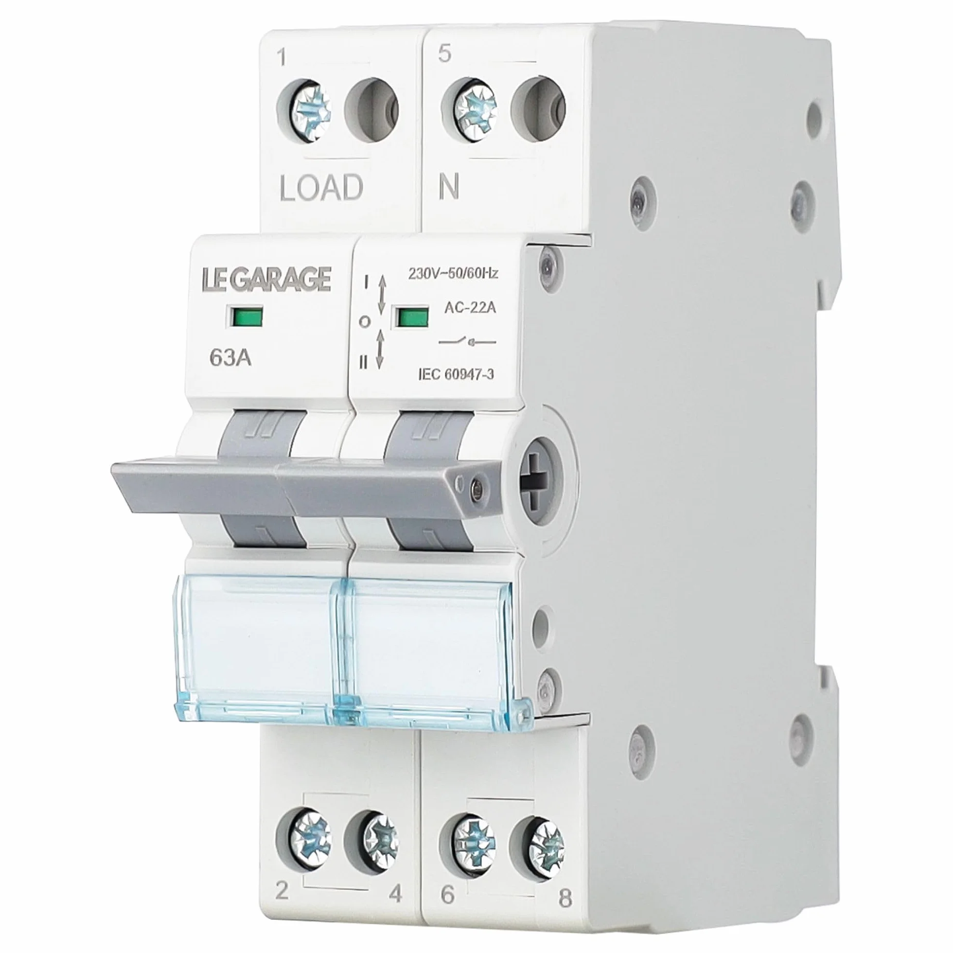 Interruptor de transferencia Manual 63A 2P + 2P MTS AC. Automático Disyuntor Magnetotérmico de Cambio Modular. Conmutador