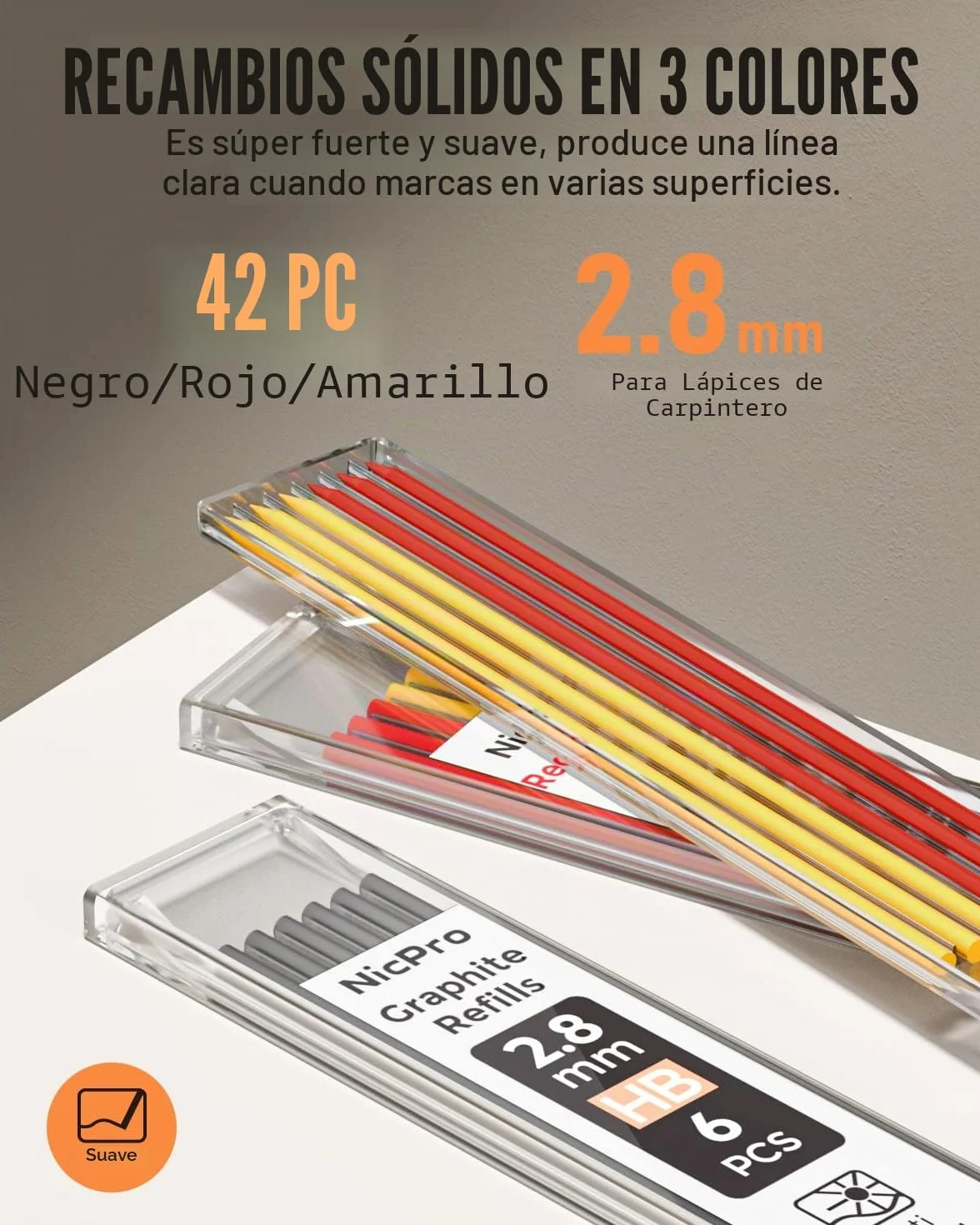 Nicpro 16 lápices mecánicos de carpintero con 42 recargas y herramienta de carburo, marcadores de agujero profundo, lápices de construcción para carpintería resistente