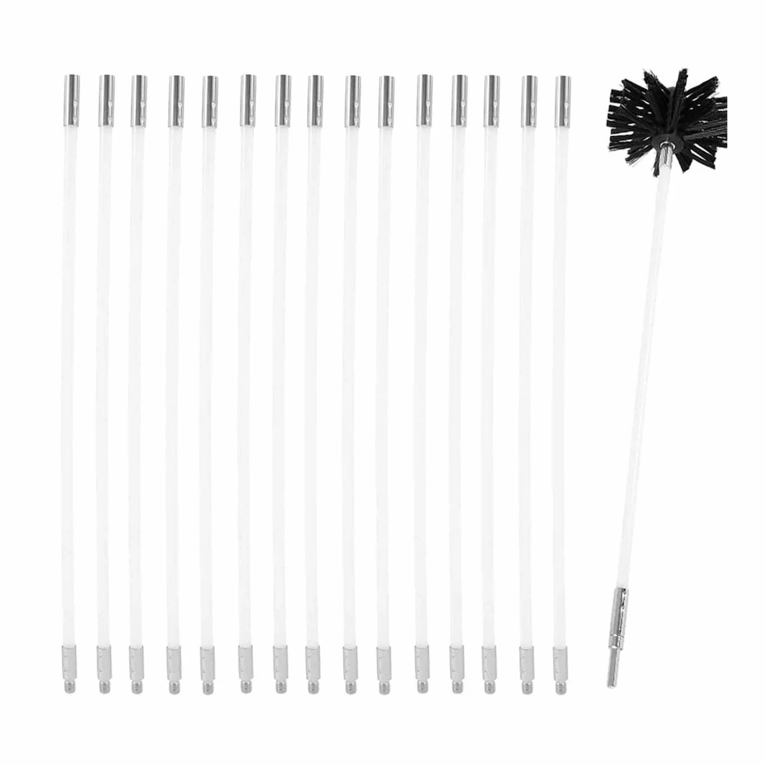 Kit De Cepillos For Chimeneas, 100 Mm De Diámetro, For Tubos De Estufa, Deshollinador, Limpieza, 9 Varillas De 410 Mm For Ventilación Kit de limpieza de chimenea(18 Rods,410mm)