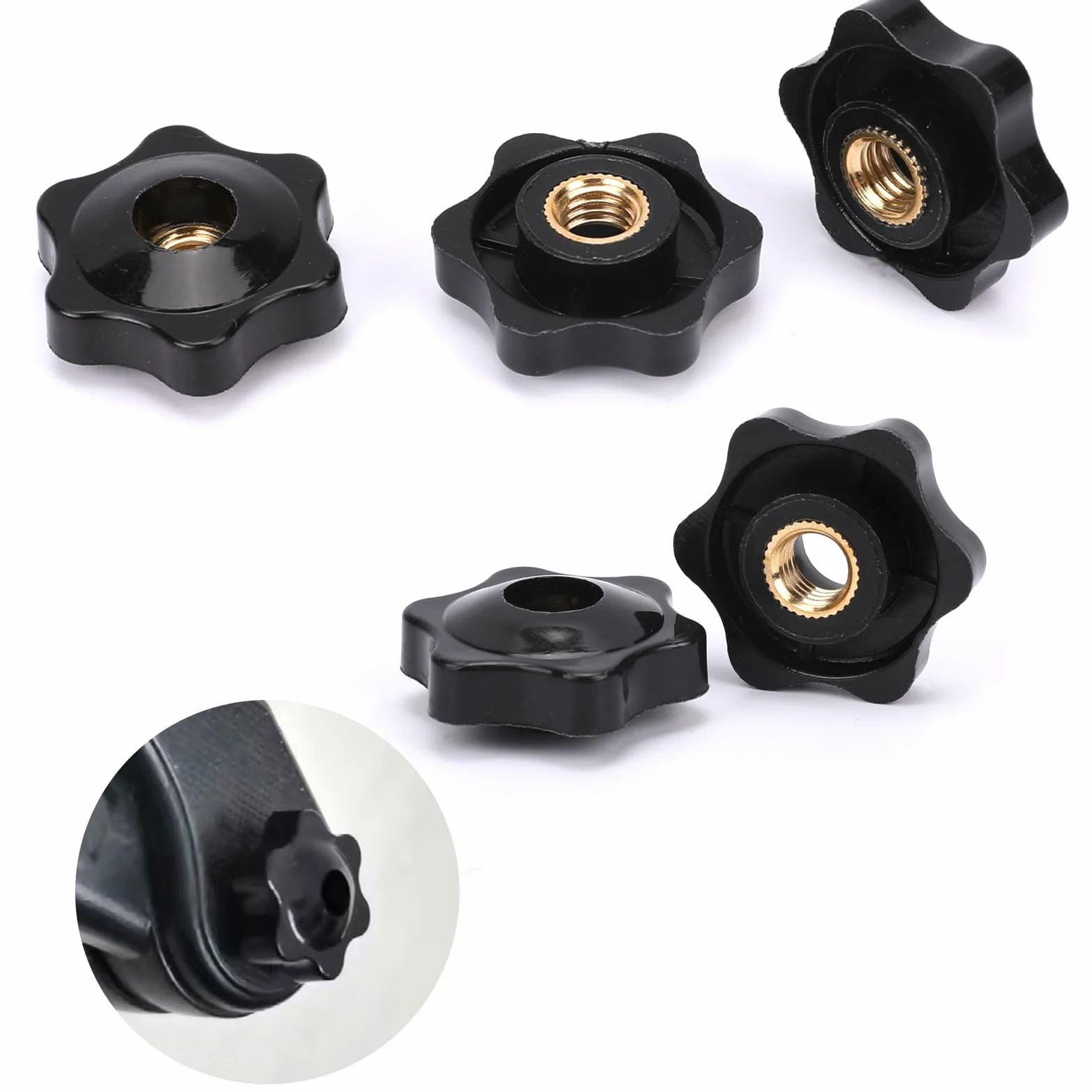 10 tuercas M8 con mango de estrella, color negro, de plástico, tuercas de mariposa m8, para industria mecánica, muebles, equipos electrónicos
