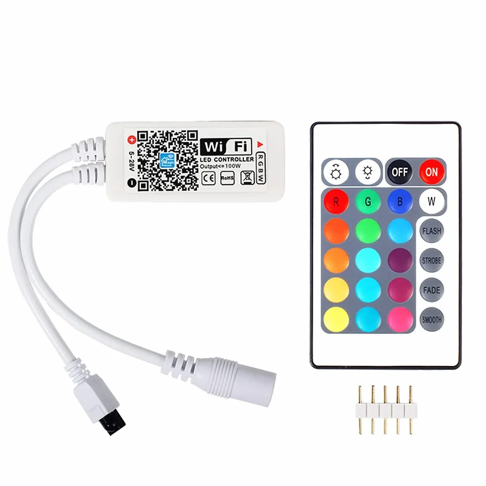 Controlador LED inteligente WiFi Mini tira RGB 24 teclas Control remoto IR Alexa Google Home App iOS Android Temporizador voz