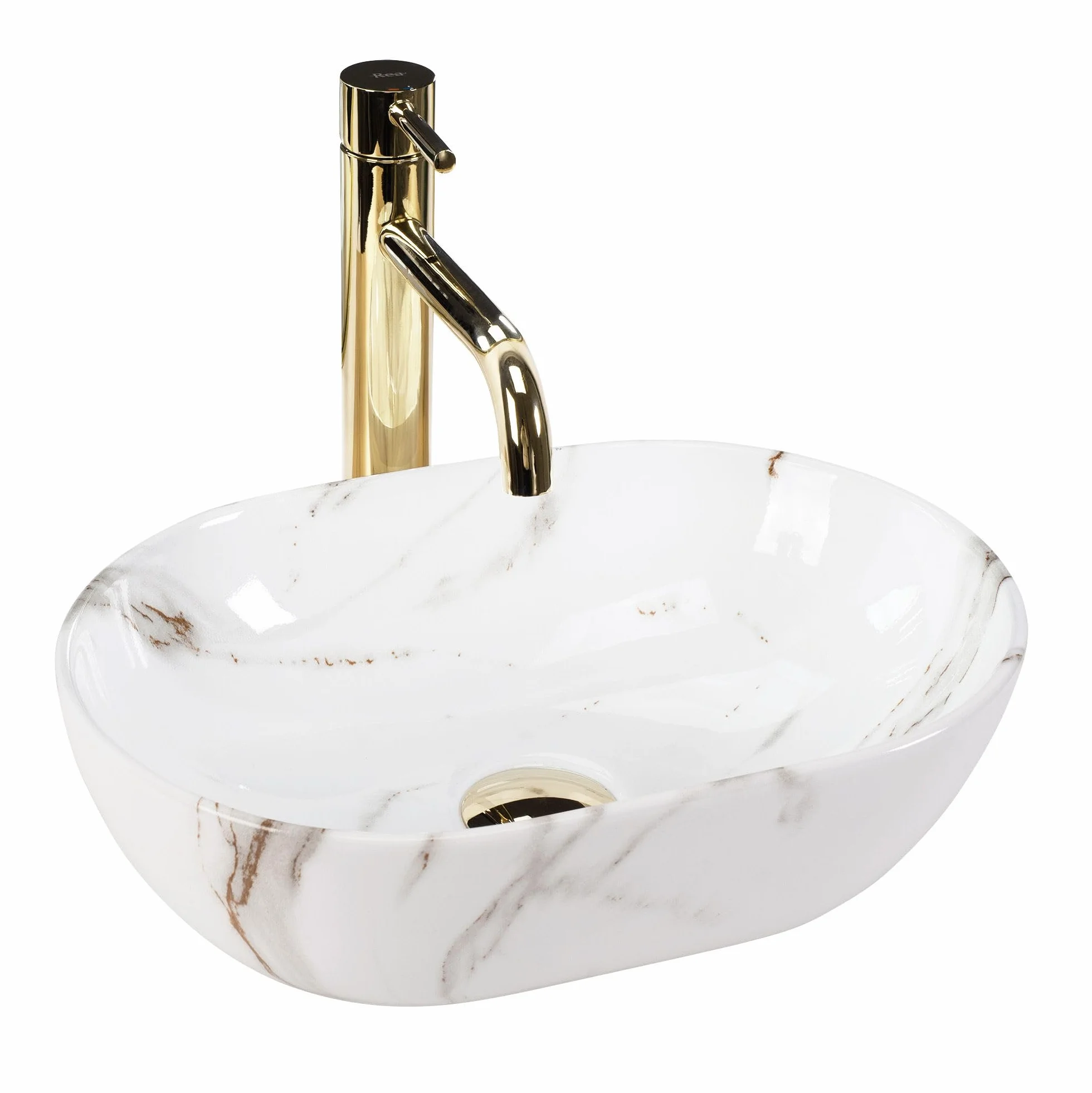 Lavabo Sobre Encimera Rea Amelia Mini Shiny Aiax Blanco