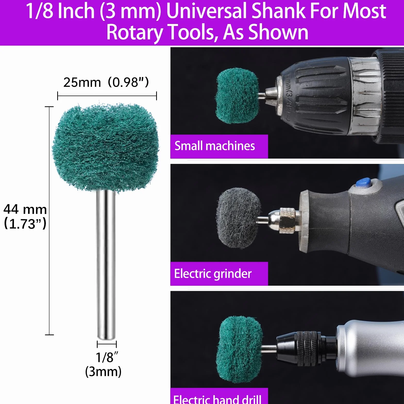 100 ruedas abrasivas para Dremel, kit de pulido grueso, vástago de 1/8 pulgadas para accesorios de herramientas giratorias, juego de ruedas de pulido para metal, óxido, madera, vidrio, reloj, latón