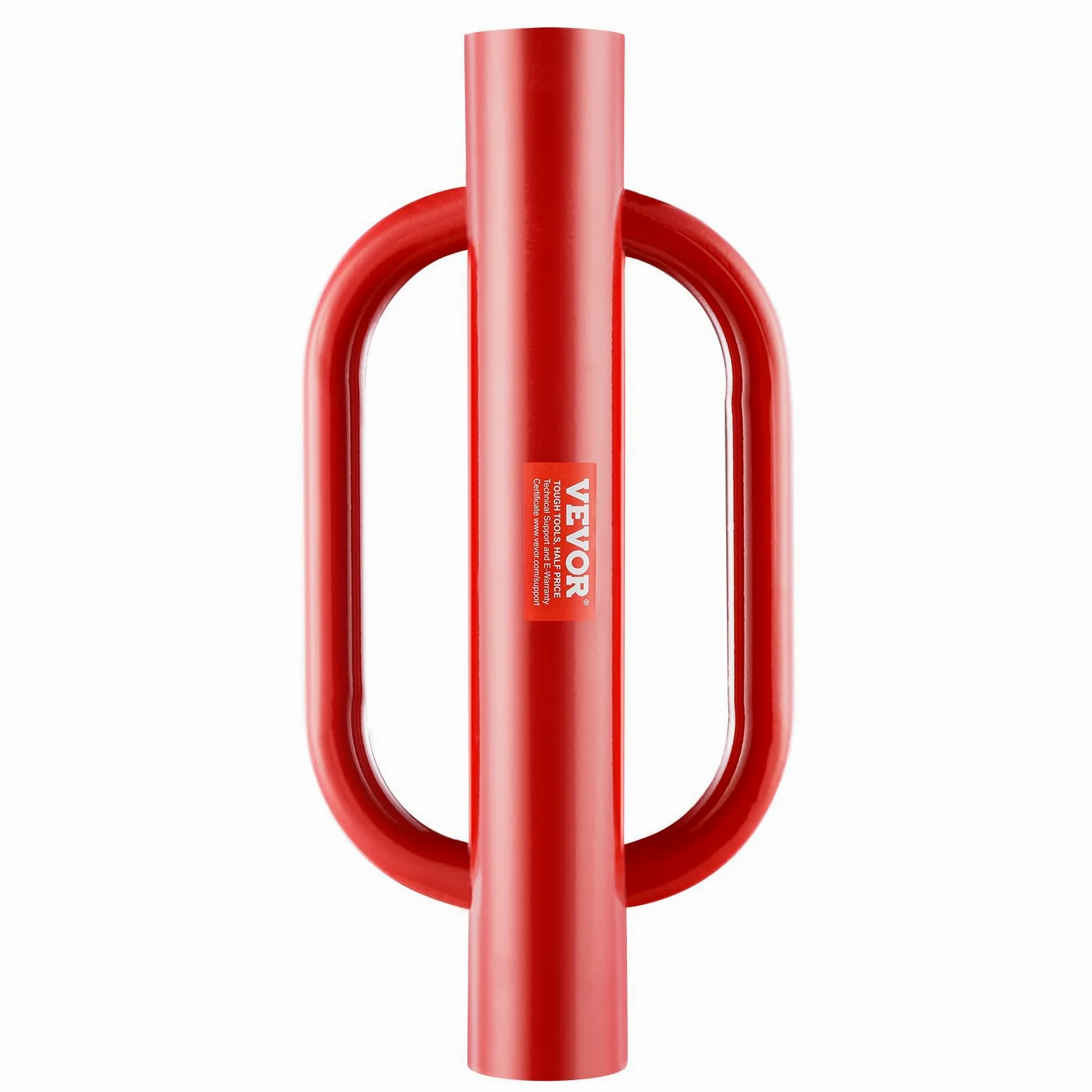 VEVOR Apisonador Manual para Postes de Cerca con Asas, Diámetro Interior 101,6 mm, Postes en T, Acero al Carbono, Resistente, para Canal en U, Poste de Señalización y Madera, Rojo, 490 x 242 x 118 mm