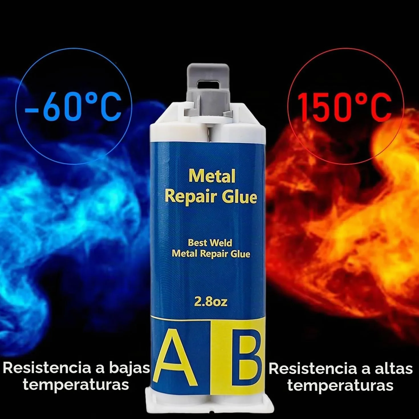 EIGTWEN Pegamento metálico resistente al calor, adhesivo extra fuerte para reparación de grietas y roturas en metal, acero inoxidable, plástico, madera