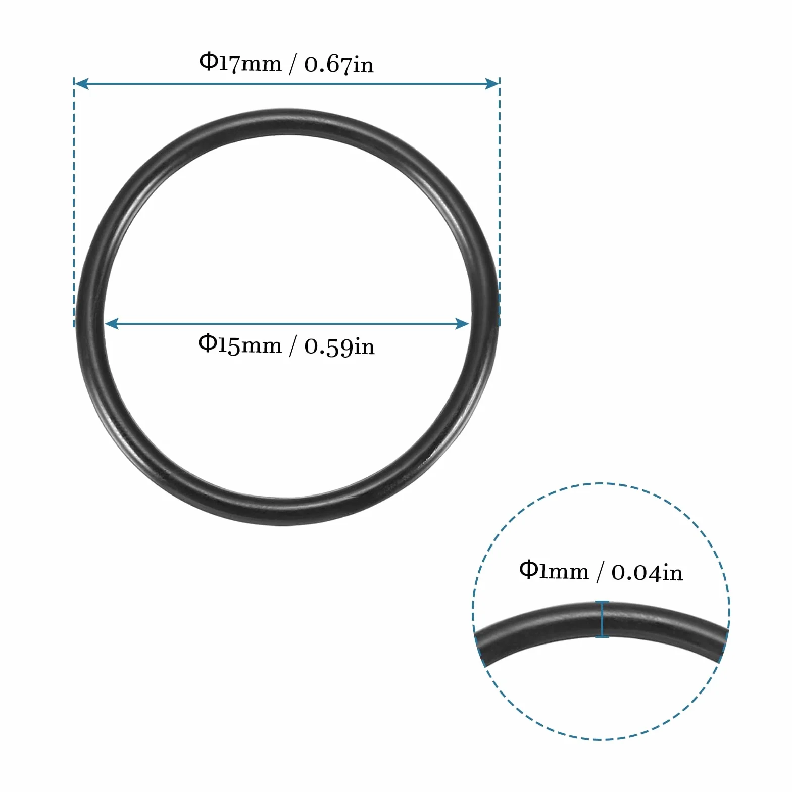 QUARKZMAN 17mm x 15mm x 1mm Nitrilo Goma Juntas Tóricas x 20uds Redondo Junta Arandela para Grifo Plomería Reparación Sellado Conexión [Negro]