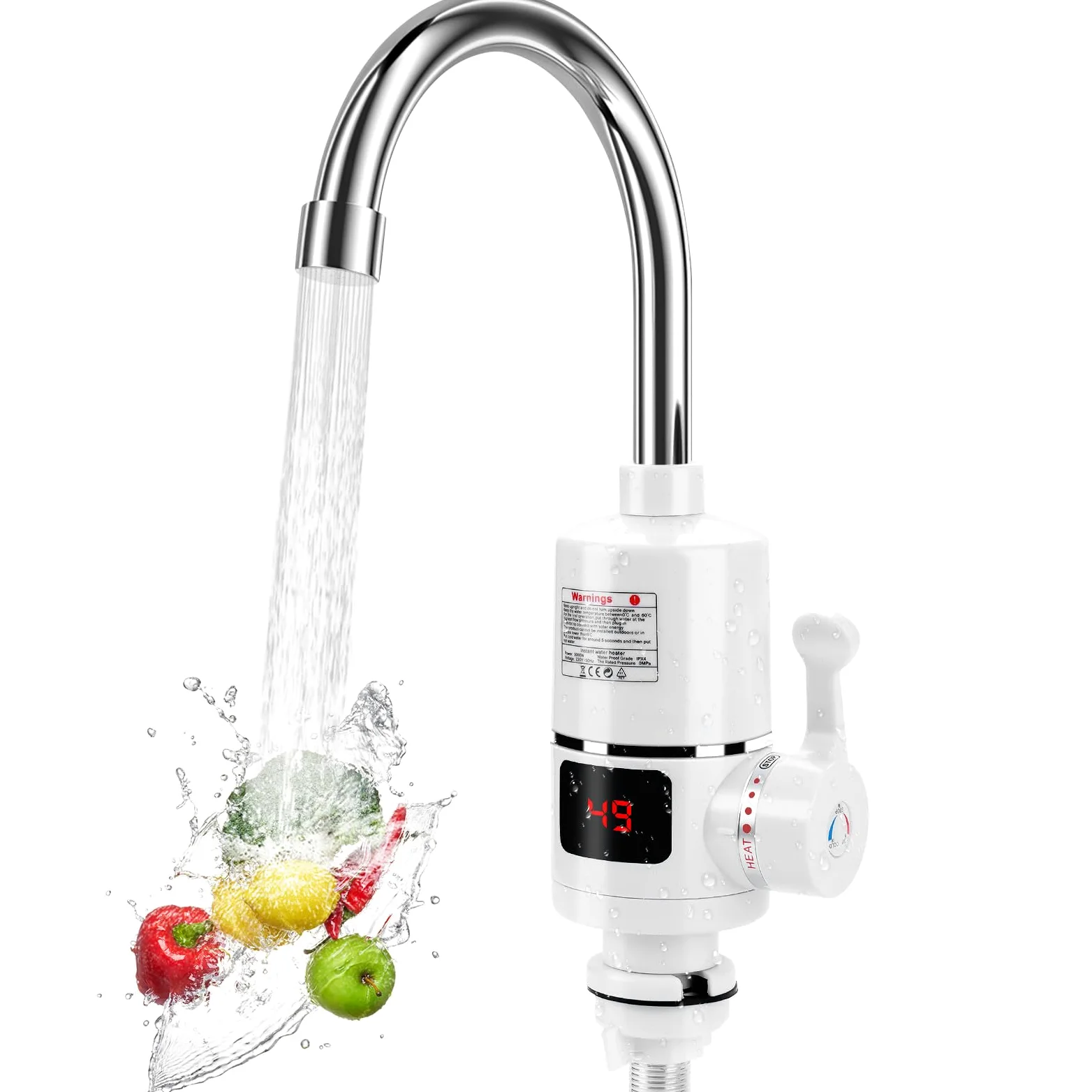 Grifo eléctrico con calentador de agua, 220 V, 3000 W, grifo de agua caliente, grifo de cocina para cocina, jardín, baño, caravana, camping