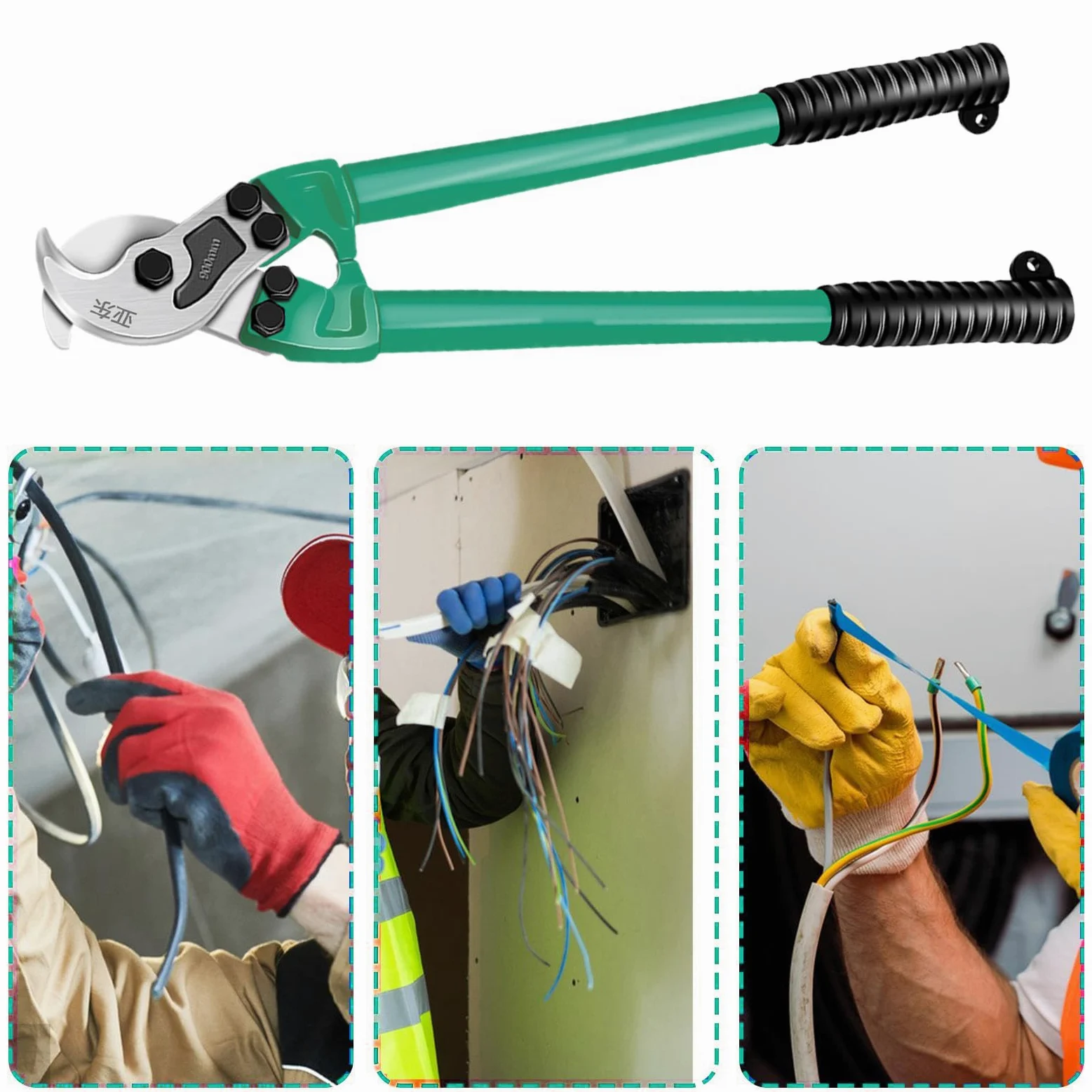 Cortacables, Cizalla Cortapernos, Cizalla Para Alambre, 45cm Acero Al Carbón Para Cable Eléctrico Y Automotriz Para Trabajos De Bricolaje Taller Y Uso Doméstico