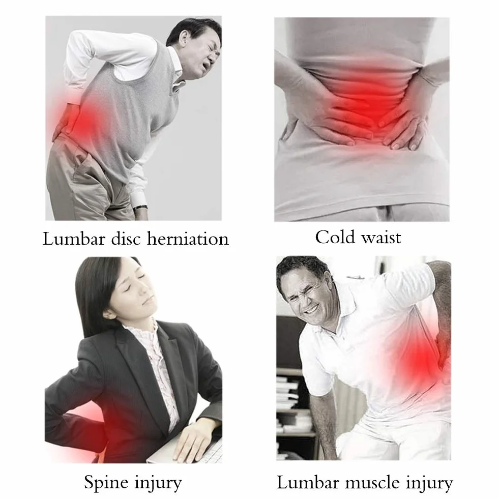 Neumático Soporte Lumbar Cinturón,Masaje Auto-Calentamiento Terapia Magnética para Dolor Alivio Y Lesión Hombres Mujer
