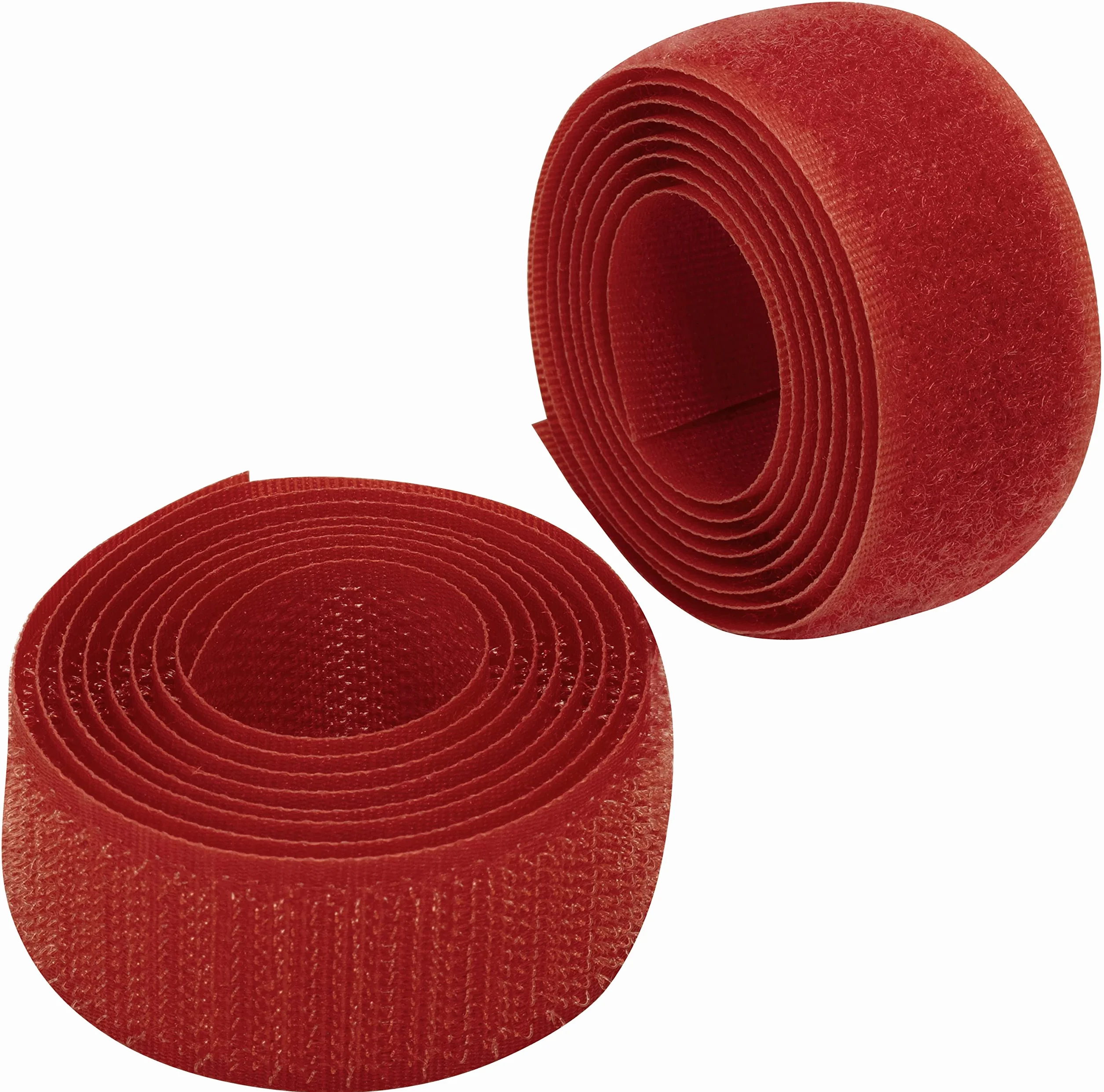 AERZETIX - C65933 - Cinta/rollo de scratch 25mm 1 metro auto agarre - organizador/sujetacables - tira enganche bolsa prenda correa - color: rojo - en poliamida y poliéster
