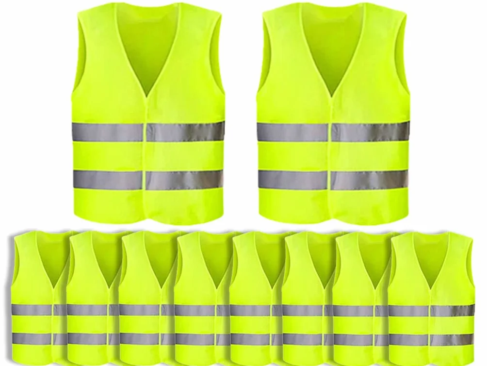 Anlising Chaleco Reflectante, 10PCS Chaleco de Seguridad, Chaleco Reflectante de Seguridad, Chaleco de Seguridad de Alta Visibilidad, Auto Chaleco De Seguridad, para Correr, Conductor, Limpiadores