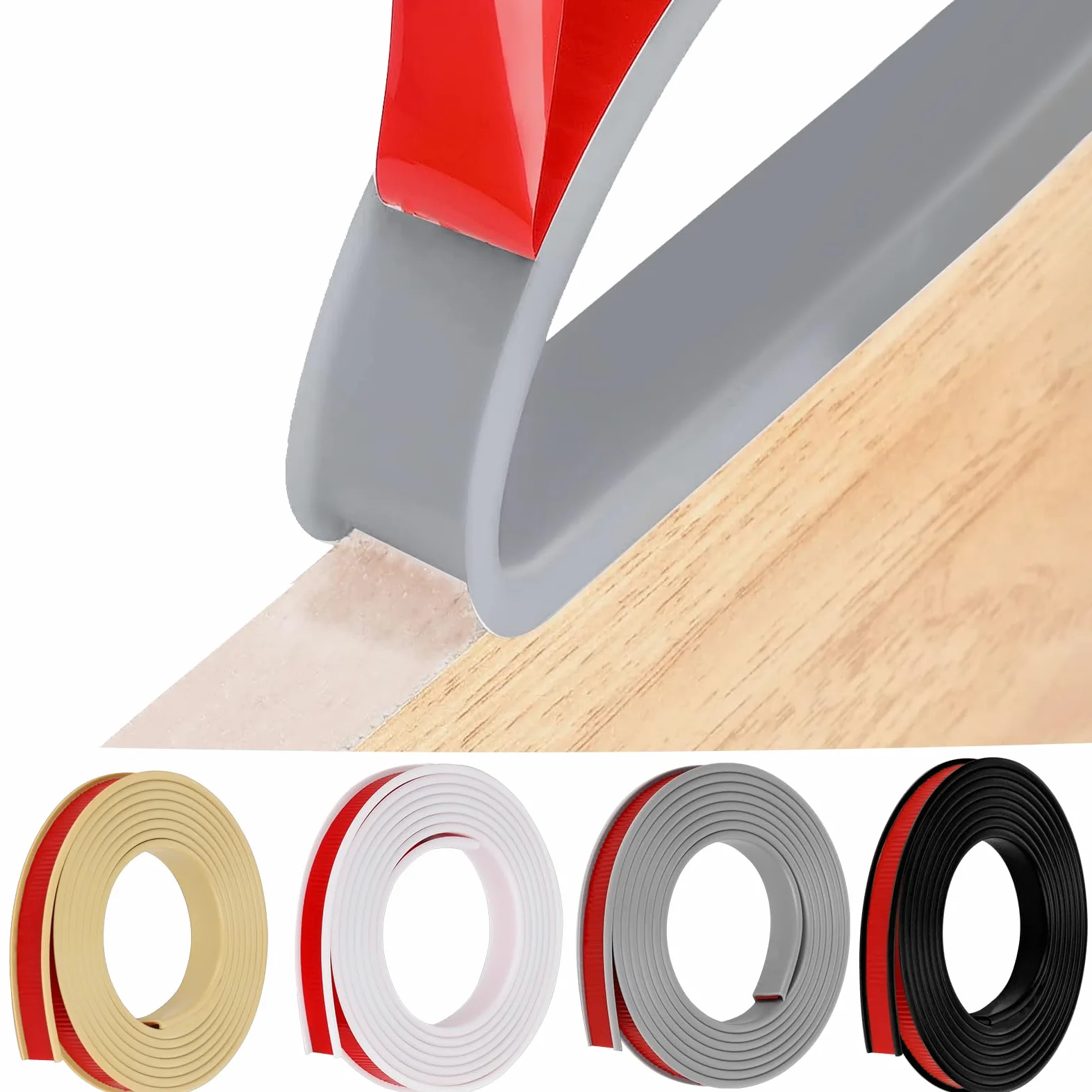 Banda de borde de muebles en forma de U, 5 m x 12 mm, TPE, autoadhesiva, protector de borde flexible para reparación de gabinetes de chapa de madera, restauración de muebles (gris, 5 m x 12 mm)