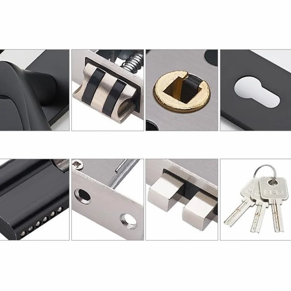 HpLive Manilla de puerta con cerradura y llave, juego de manilla para puertas interiores y exteriores para todo tipo de puertas
