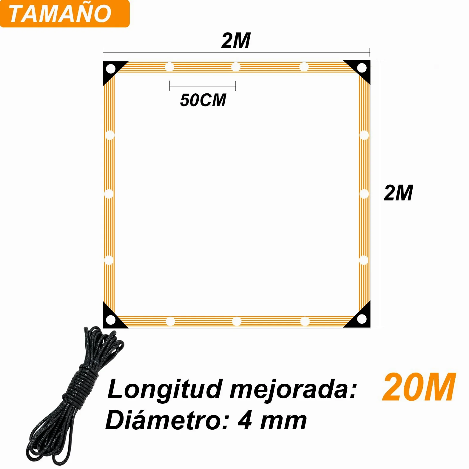 BeGrit Lona Transparente con Ojales Lona Impermeable con Cuerda Lona Protectora de PVC para balcón jardín Exterior Invernadero Terraza Plantas Muebles Pérgola 2x2m
